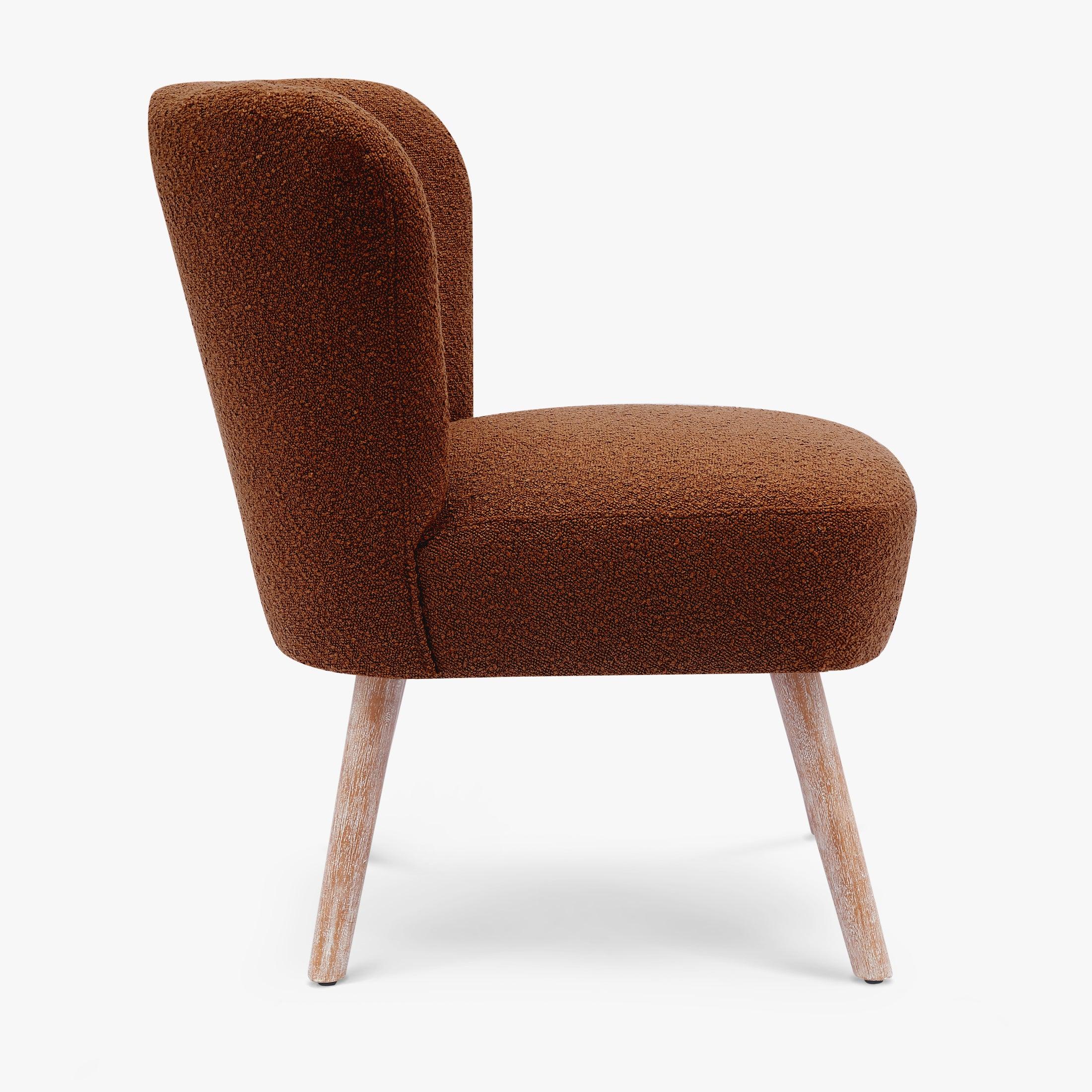 Amélie Mid-Century Boucle Accent Chair with Ottoman Foot Stool Set