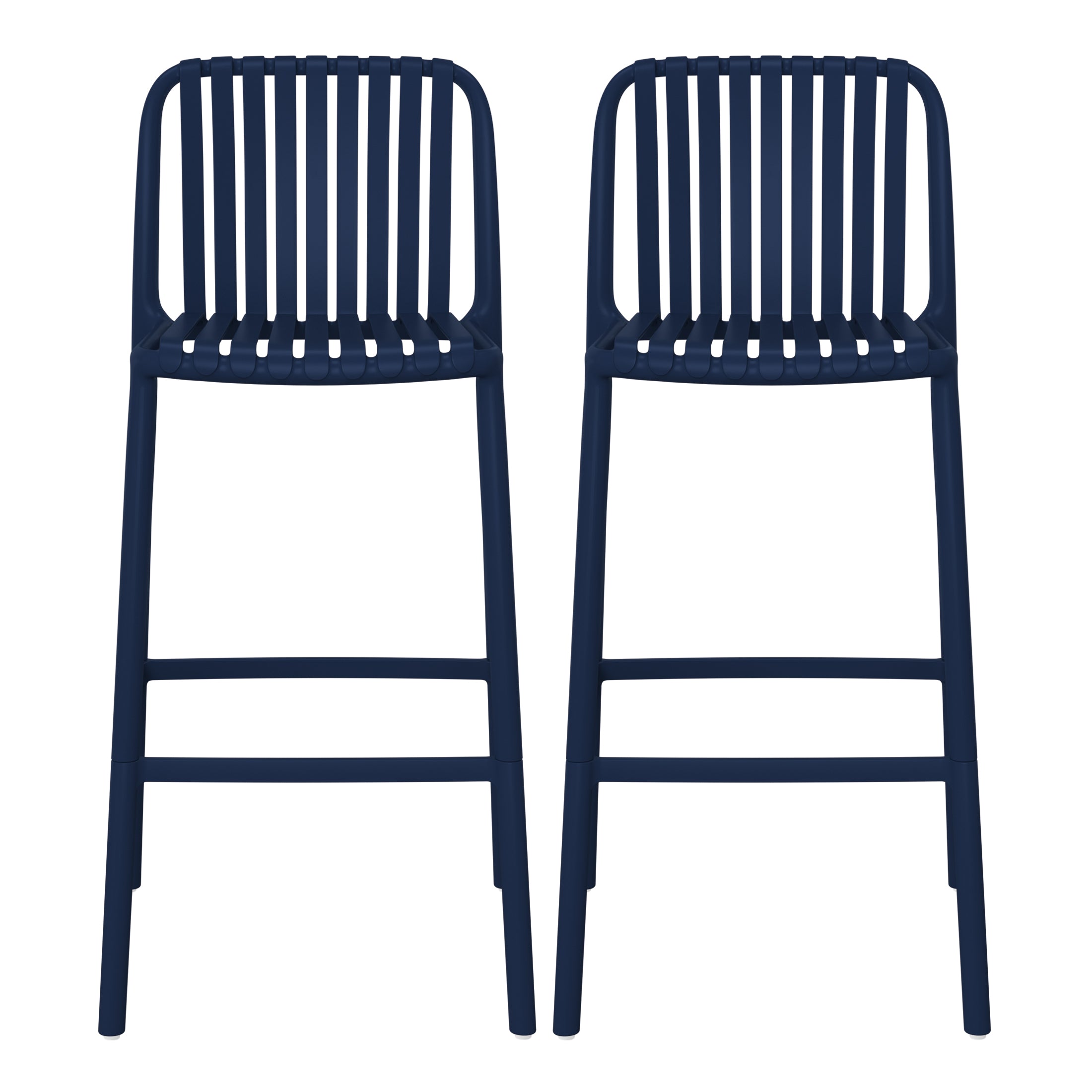 Sunshine 29.5" Outdoor Modern Polypropylene Plastic Patio Bar Height Stools (Set of 2)
