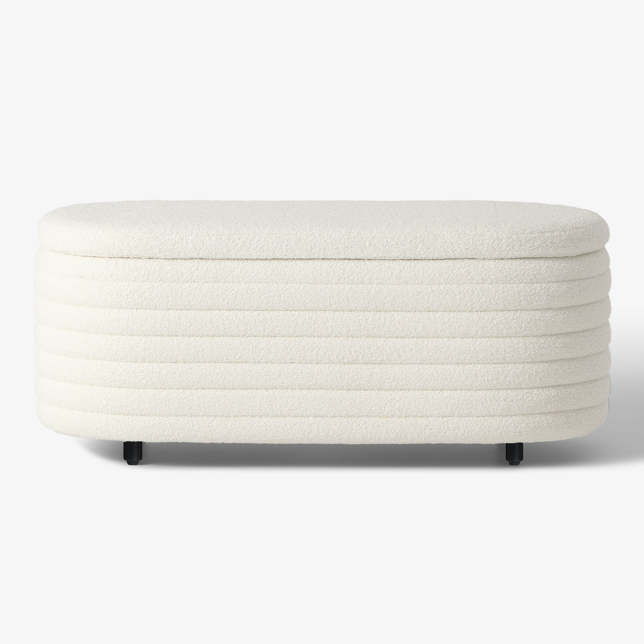 Celine 42" Wide Mid-Century Modern Upholstered Teddy Sherpa Tufted Oval Storage Ottoman Bench