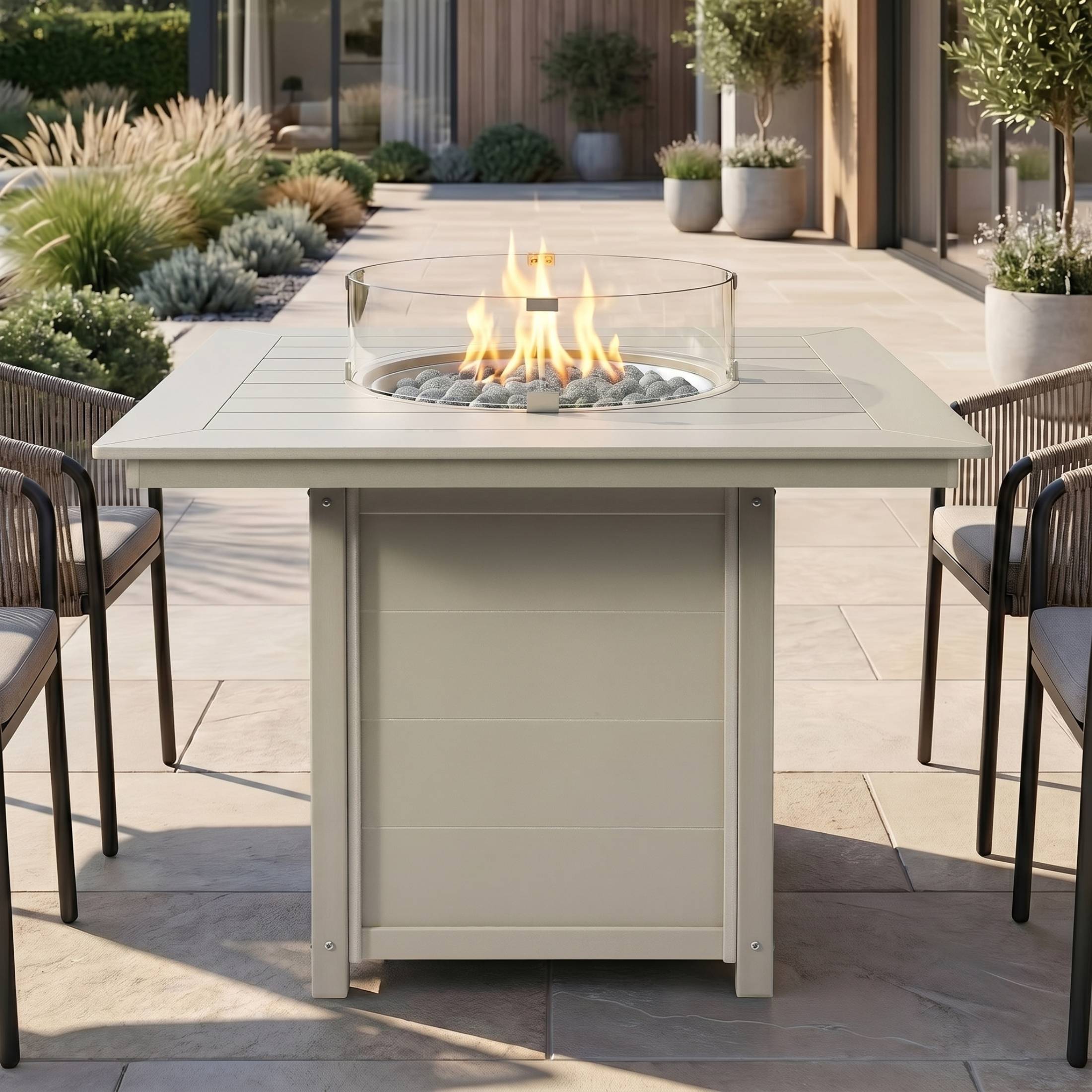 Sol 42" Modern Outdoor Patio Gas Propane Square Fire Pit Table