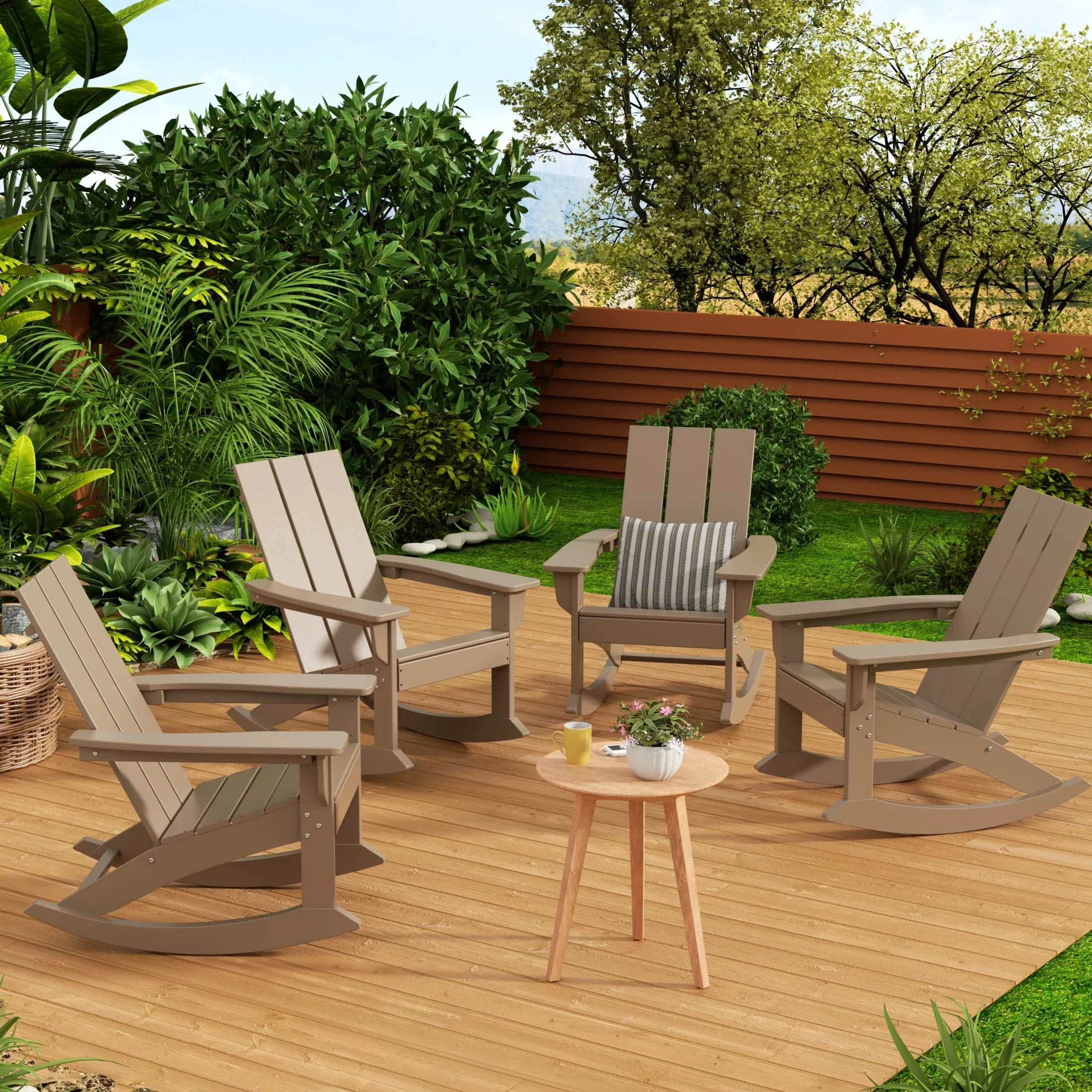 Palms Outdoor Patio Modern Adirondack Rocking Chair (Set of 4)