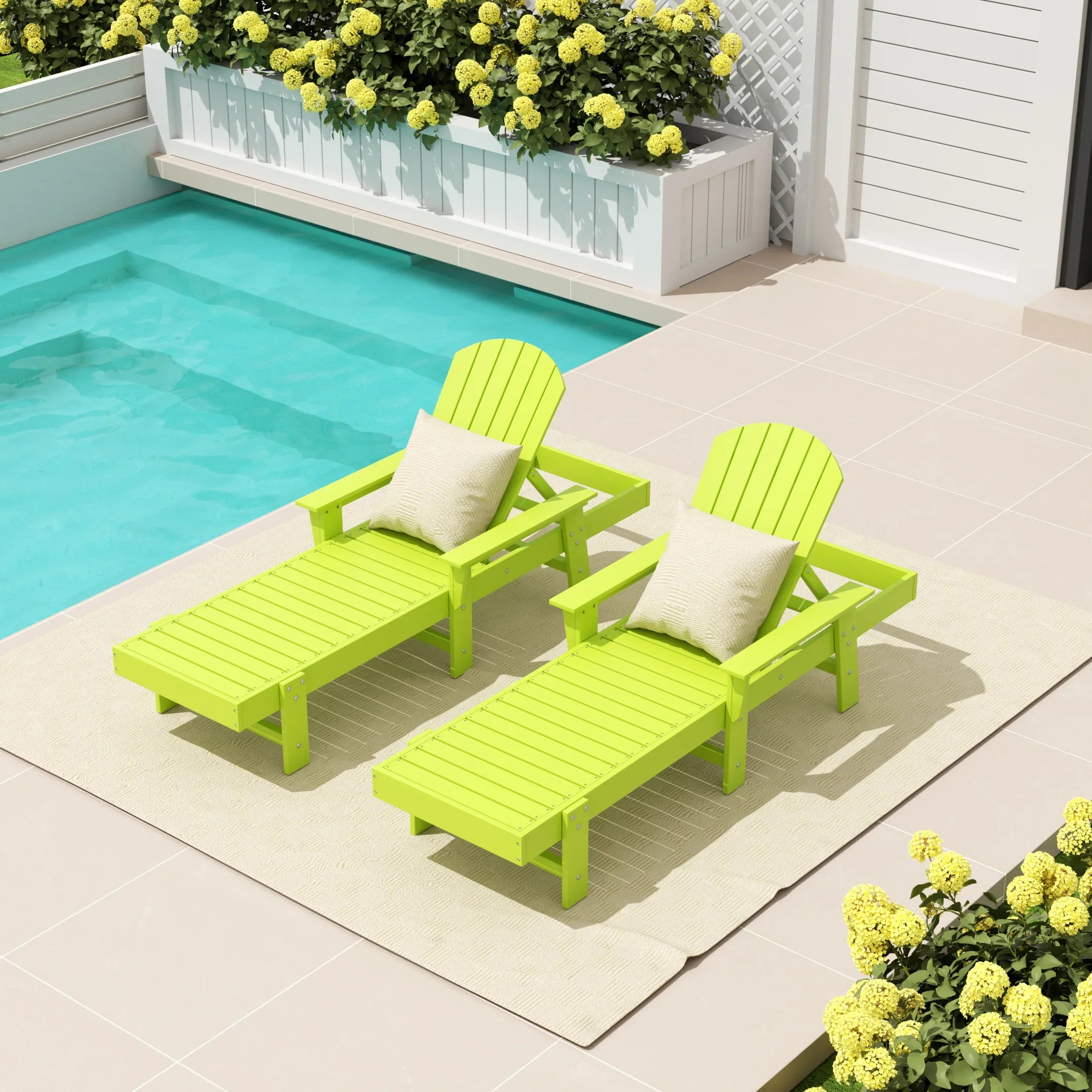 Portside 2 Piece Adirondack Poly Reclining Chaise Lounge With Arms