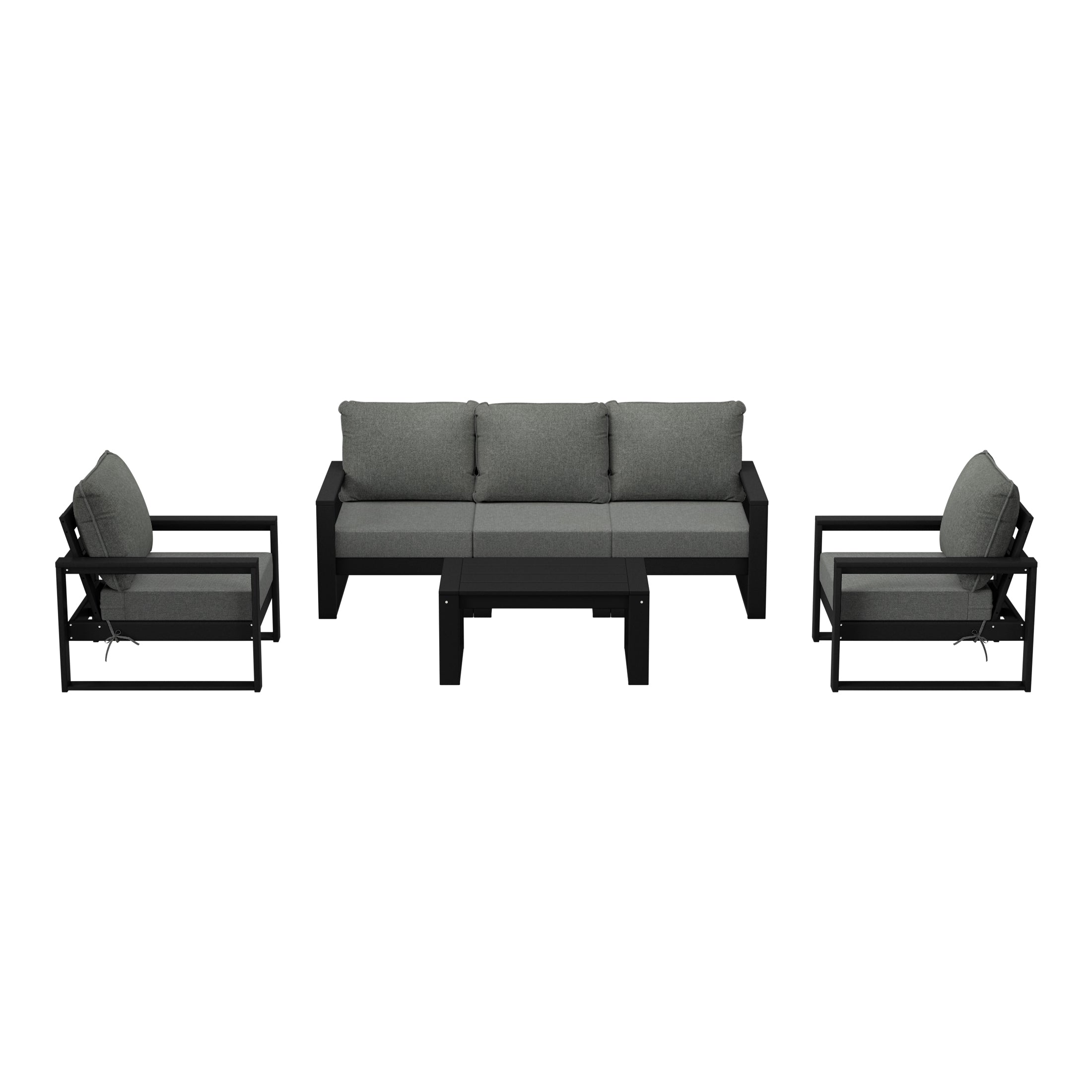 Rockaway 6-Piece Modern HDPE Outdoor Patio Furniture Sofa Conversation Set with Coffee Table