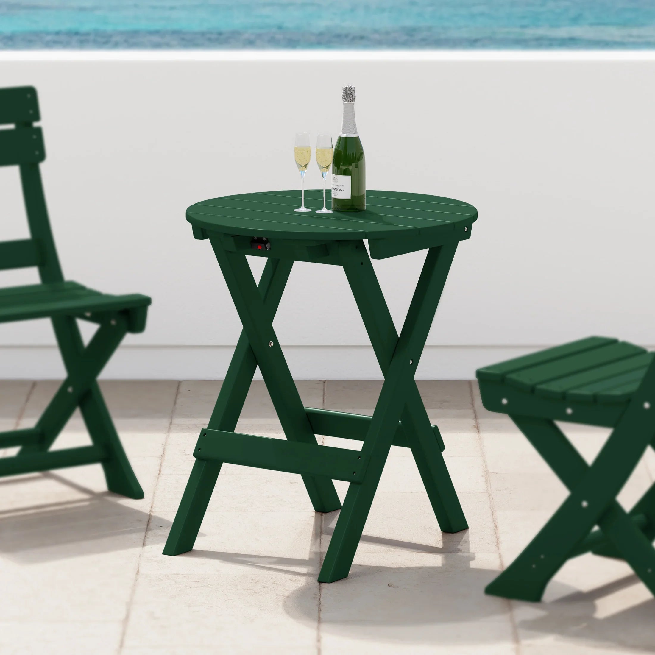 Paradise HDPE Outdoor 24.5 Inch Round Portable Folding Patio Dining Table