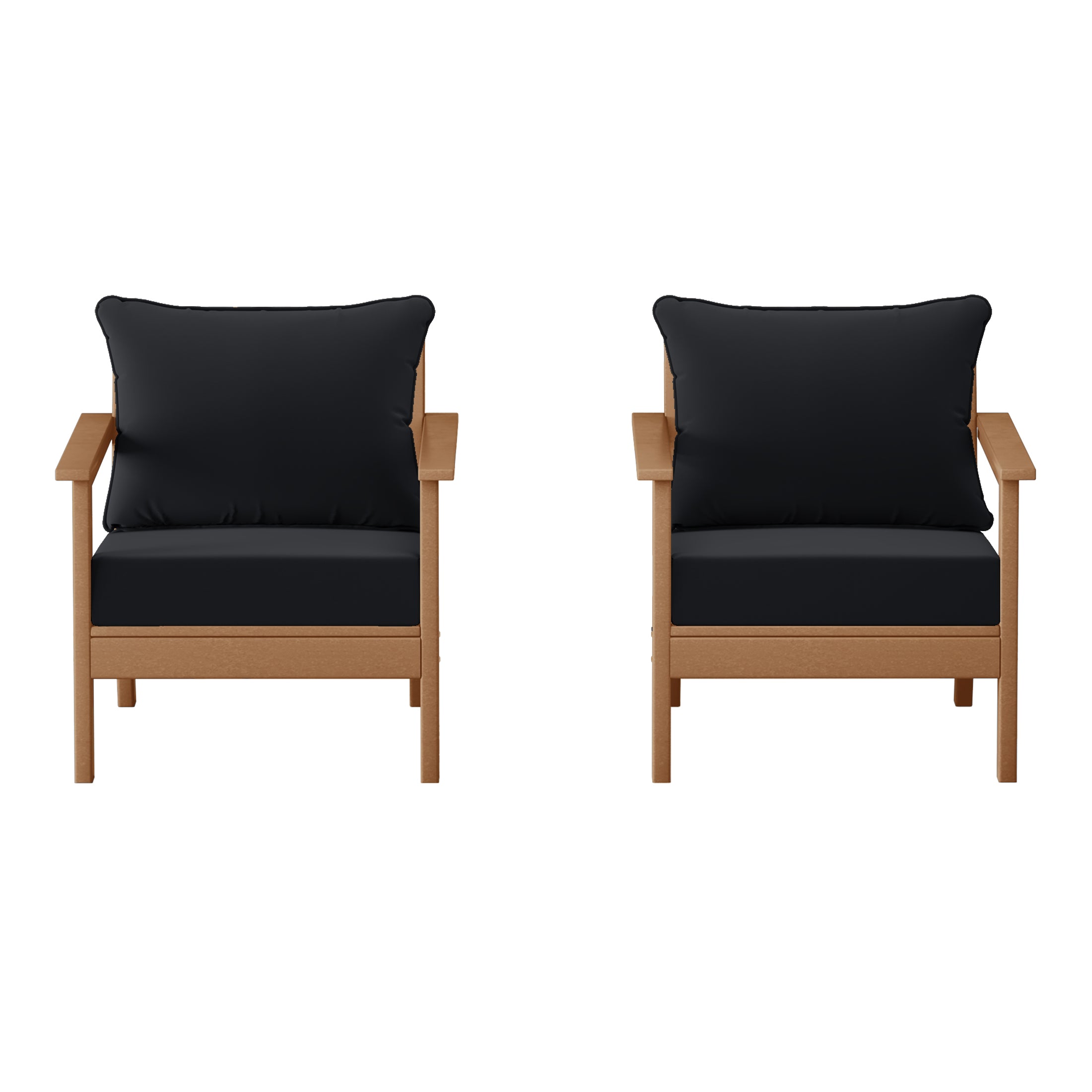 Portsmouth Outdoor Modern HDPE Patio Club Chairs with Deep Seat Cushions (Set of 2)