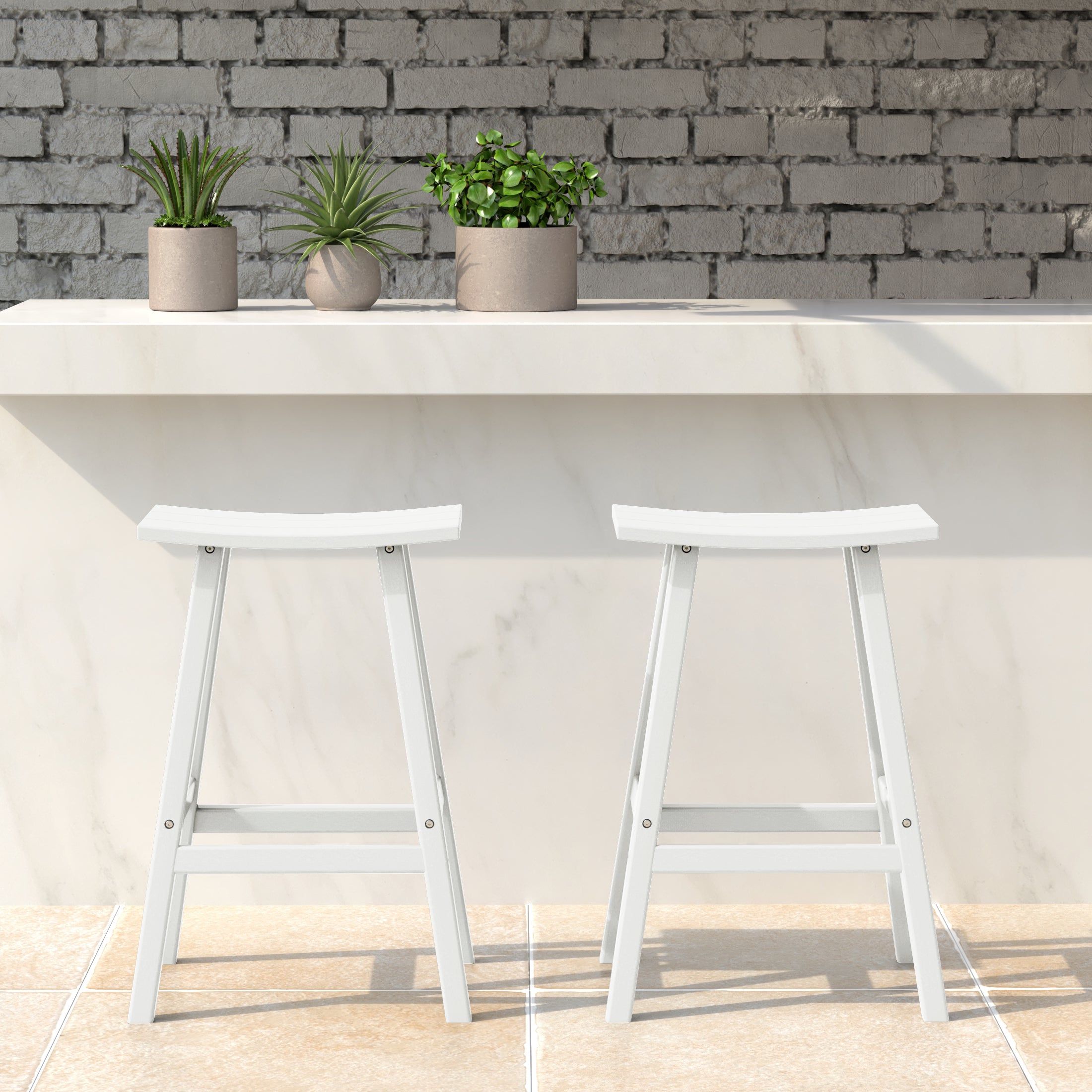 Paradise 24" HDPE Outdoor Patio Counter Height Bar Stools (Set of 2)