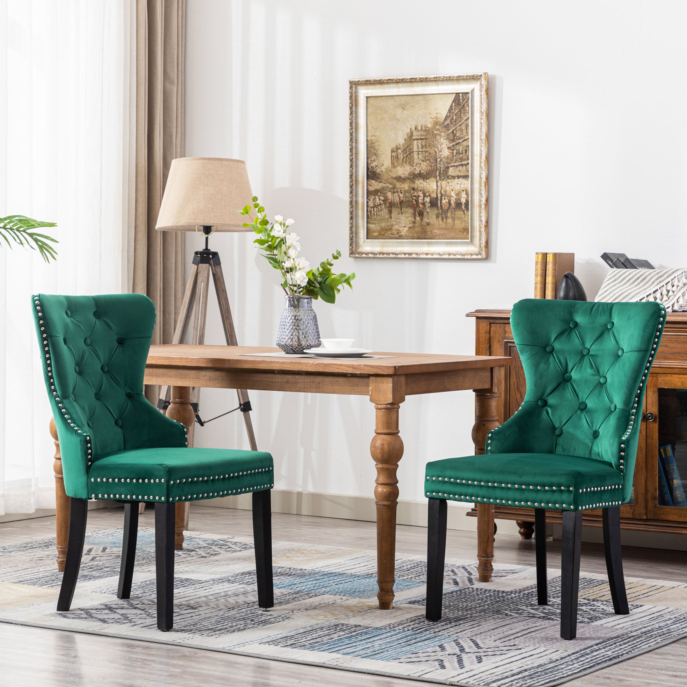 Hank Velvet Upholstered Tufted Dining Chairs (Set of 2)