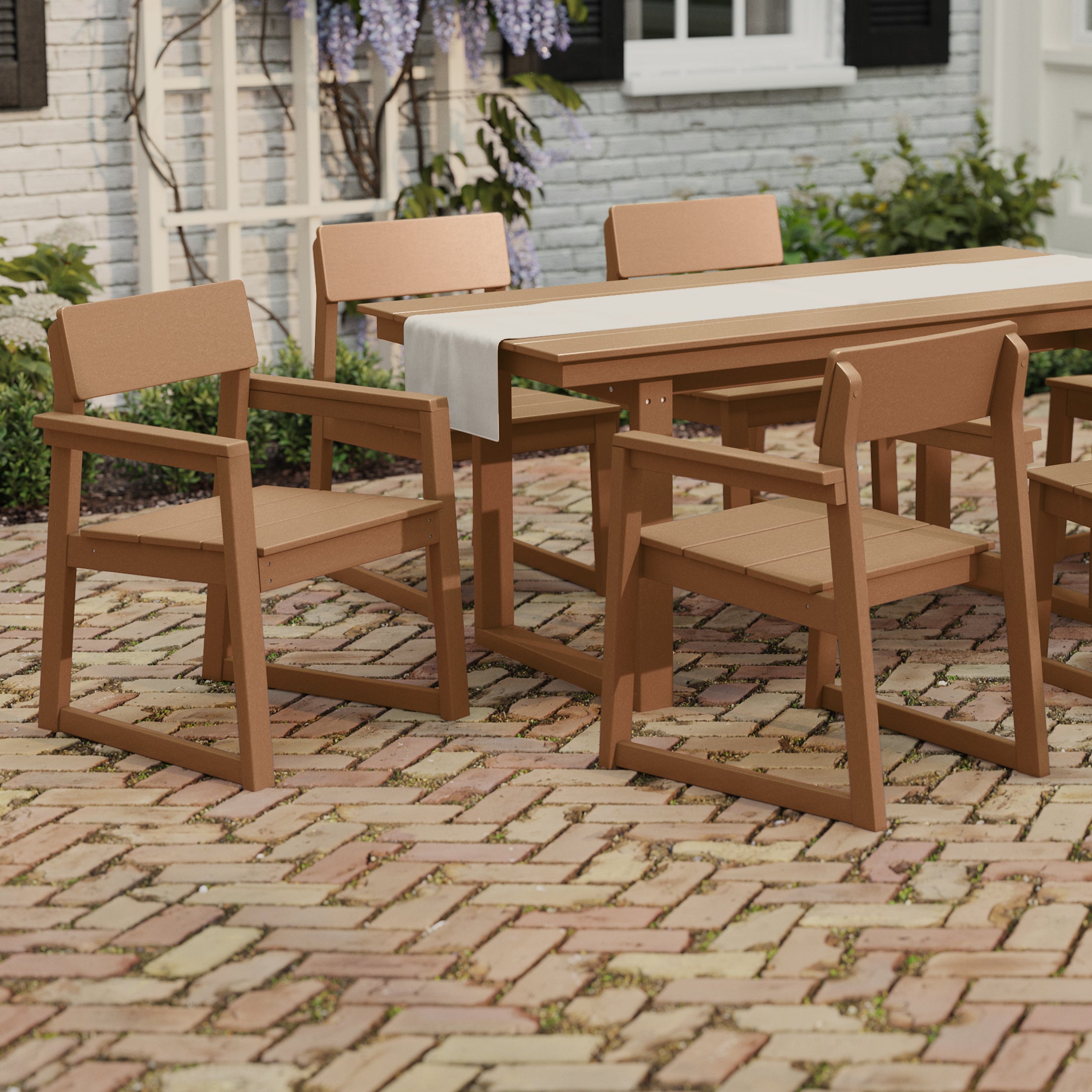 Cambria Modern HDPE Outdoor Patio Dining Arm Chairs (Set of 2)