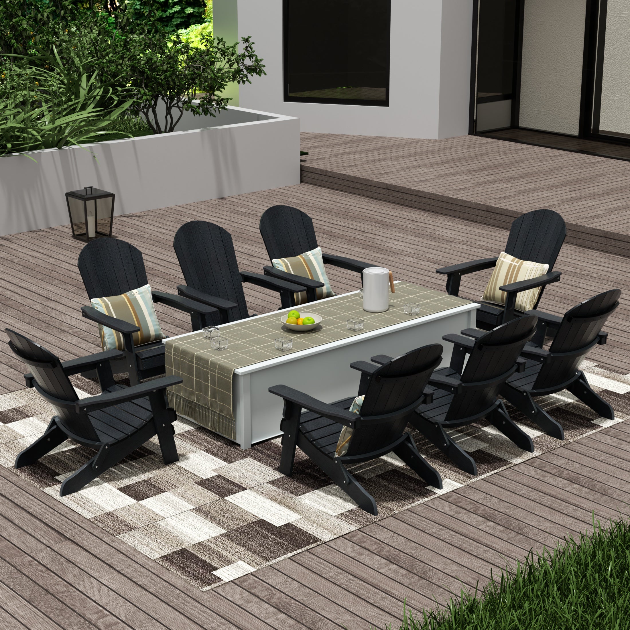 Florence HIPS Outdoor Folding Adirondack Seashell Chair (Set of 8)