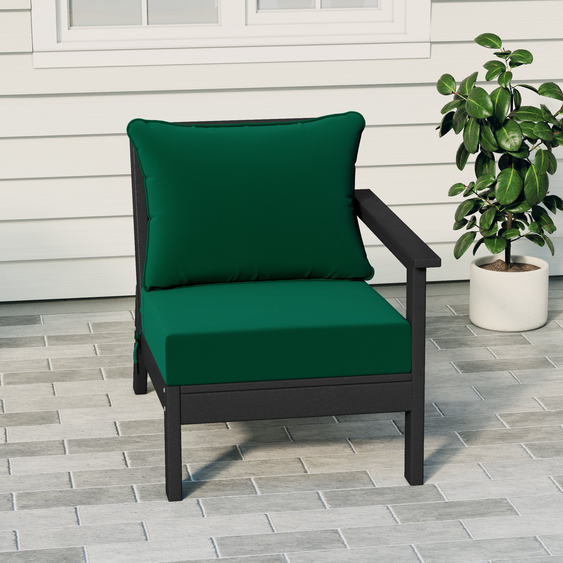 Portsmouth Outdoor Patio HDPE Right Arm Sectional Corner Club Chair with Patio Cushions