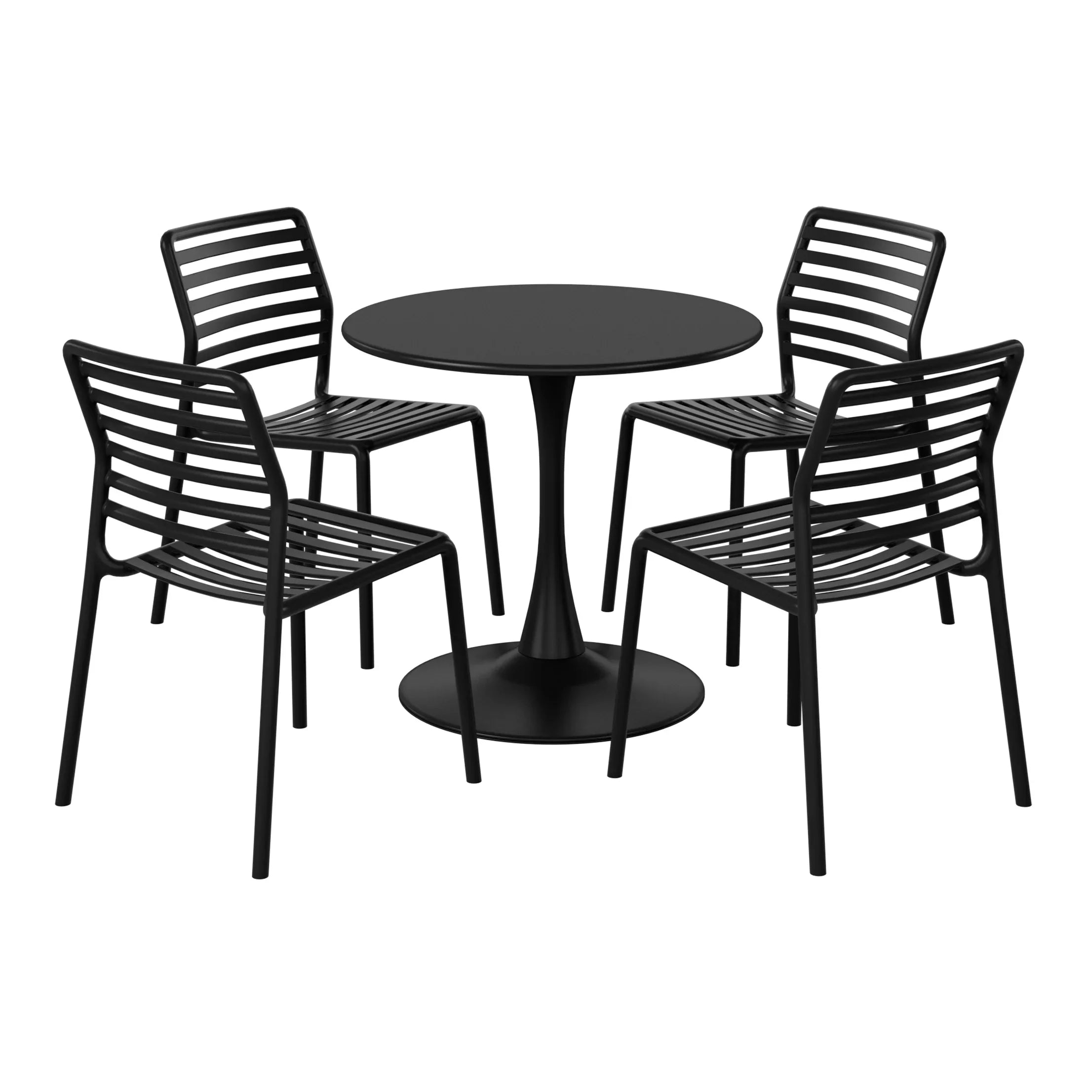 Sunshine 5-Piece Outdoor Indoor Metal Patio Dining Table Set With Stackable Plastic Patio Side Chairs