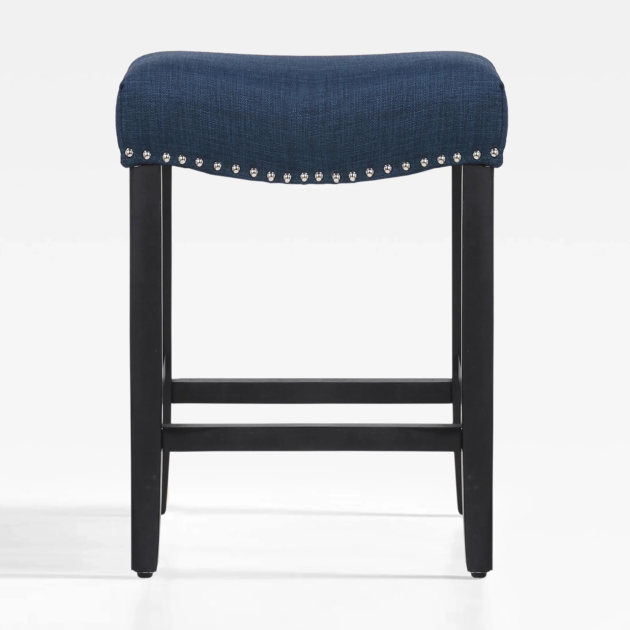 Bulmon 24" upholstered nail head bar counter stool with Black color legs