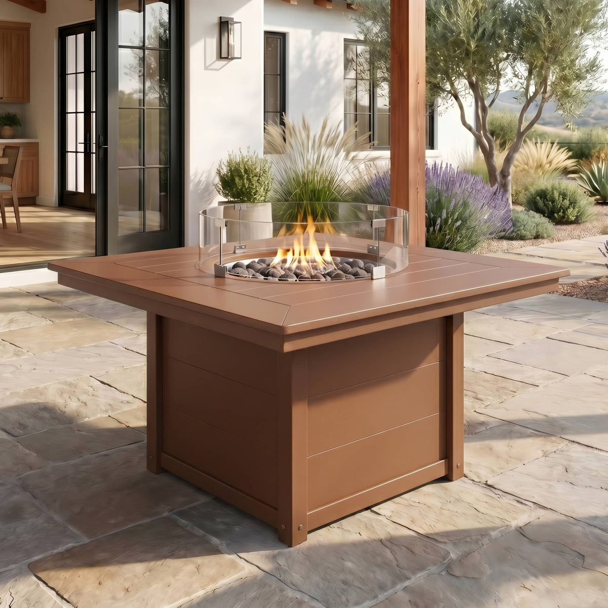 Sol 42" Modern Outdoor Patio Propane Square Fire Pit Table