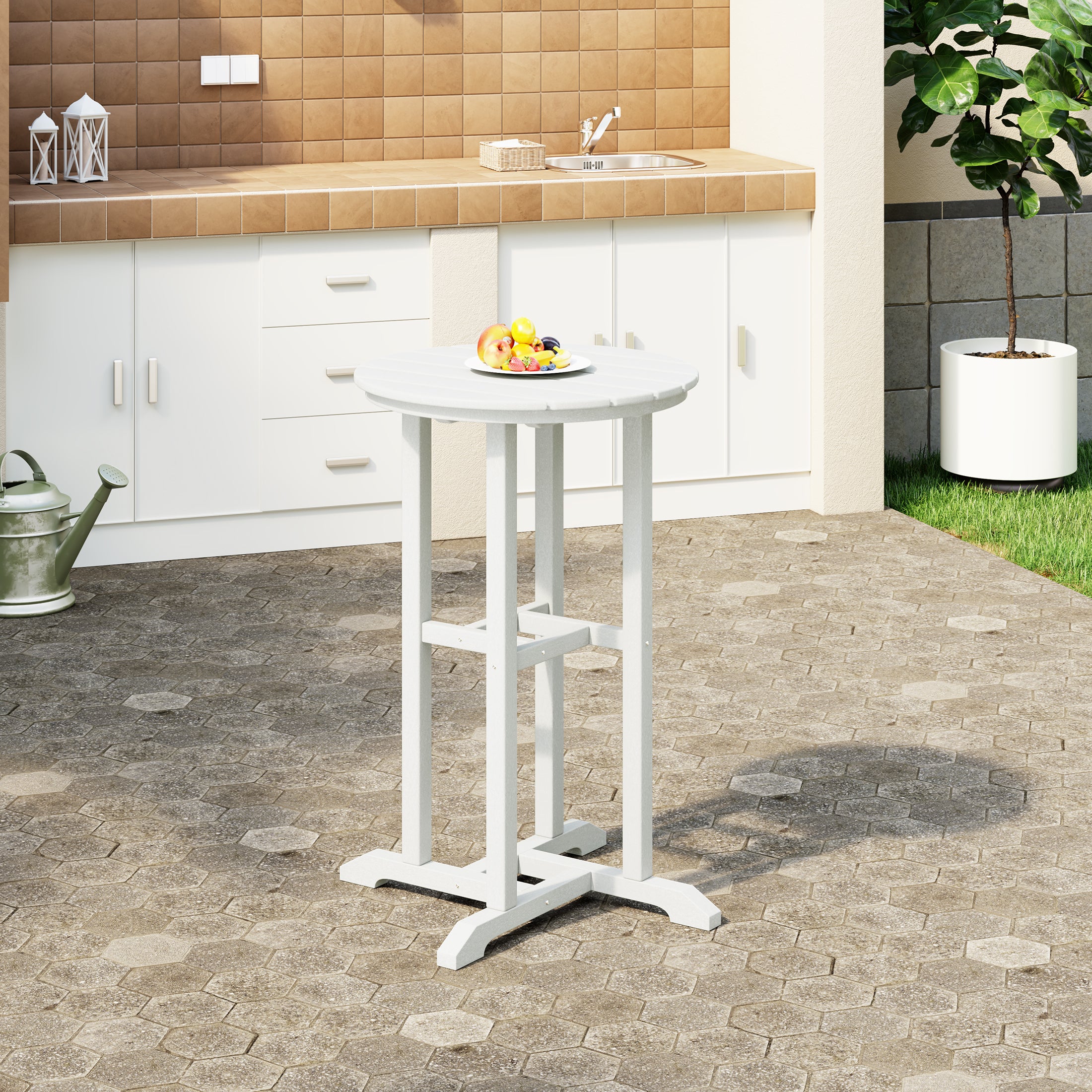 Paradise 37" Counter Height Round Outdoor Patio Bistro Bar Table