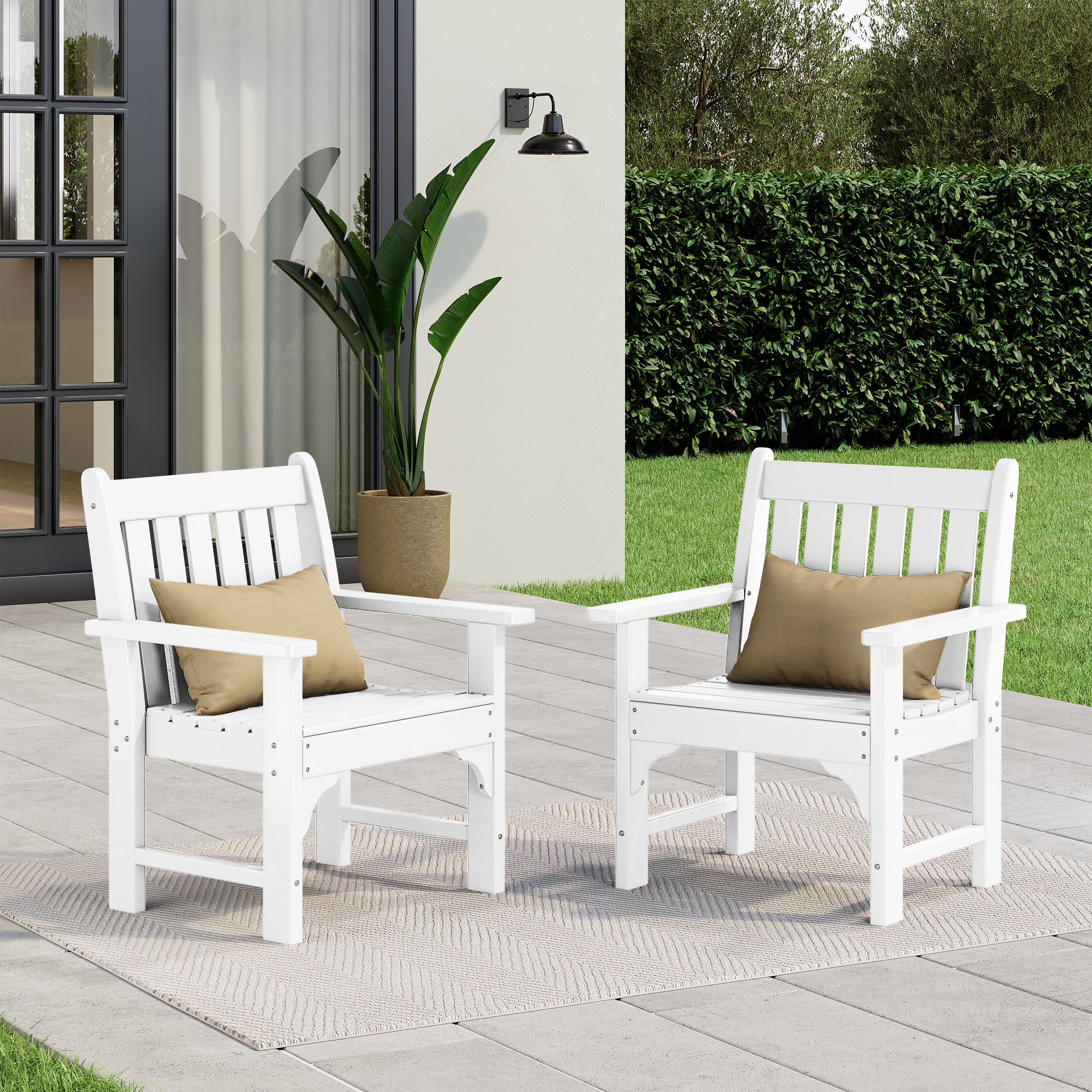 Paradise Outdoor Patio HDPE Adirondack Dining Arm Chairs (Set of 2)