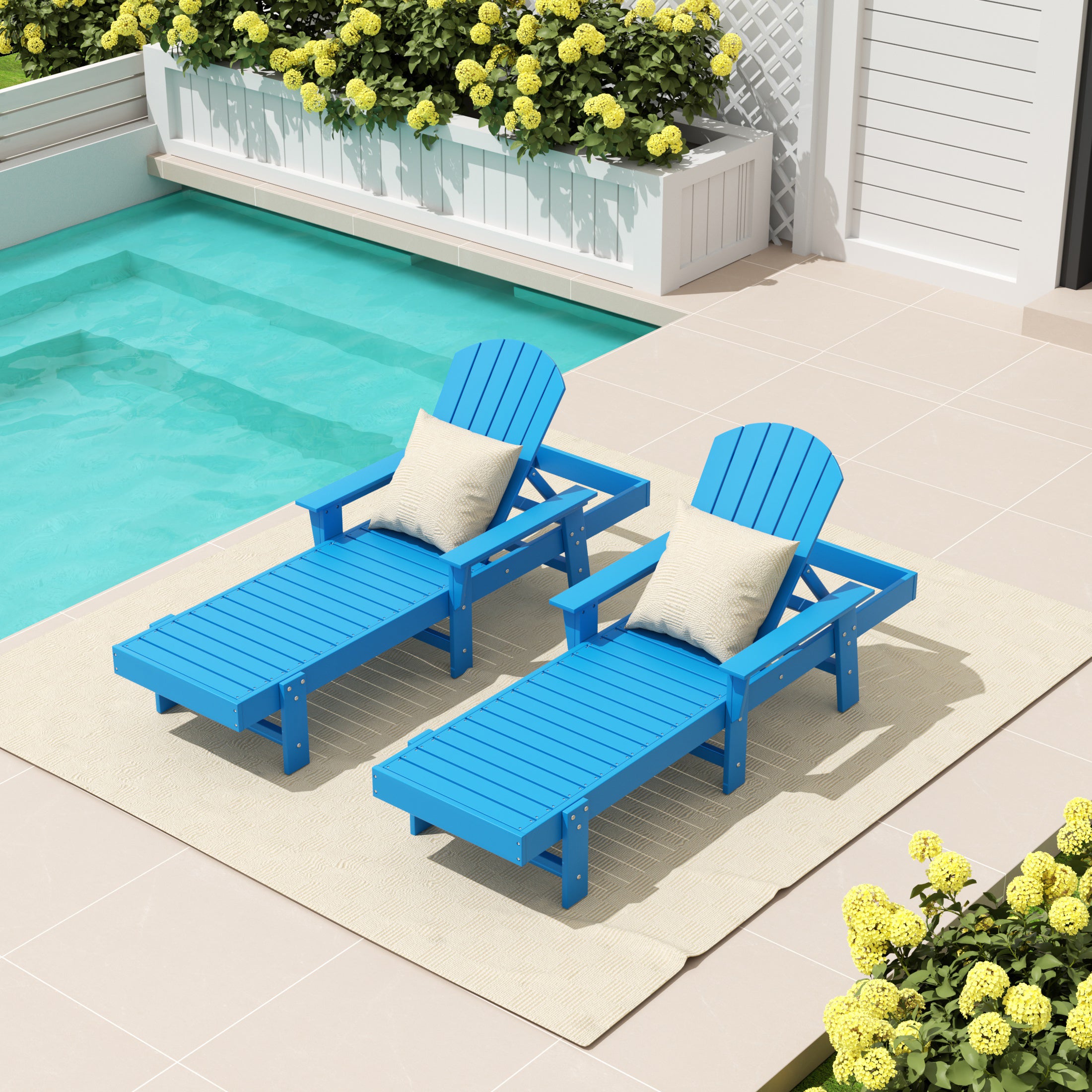 Portside 2 Piece Adirondack Poly Reclining Chaise Lounge With Arms