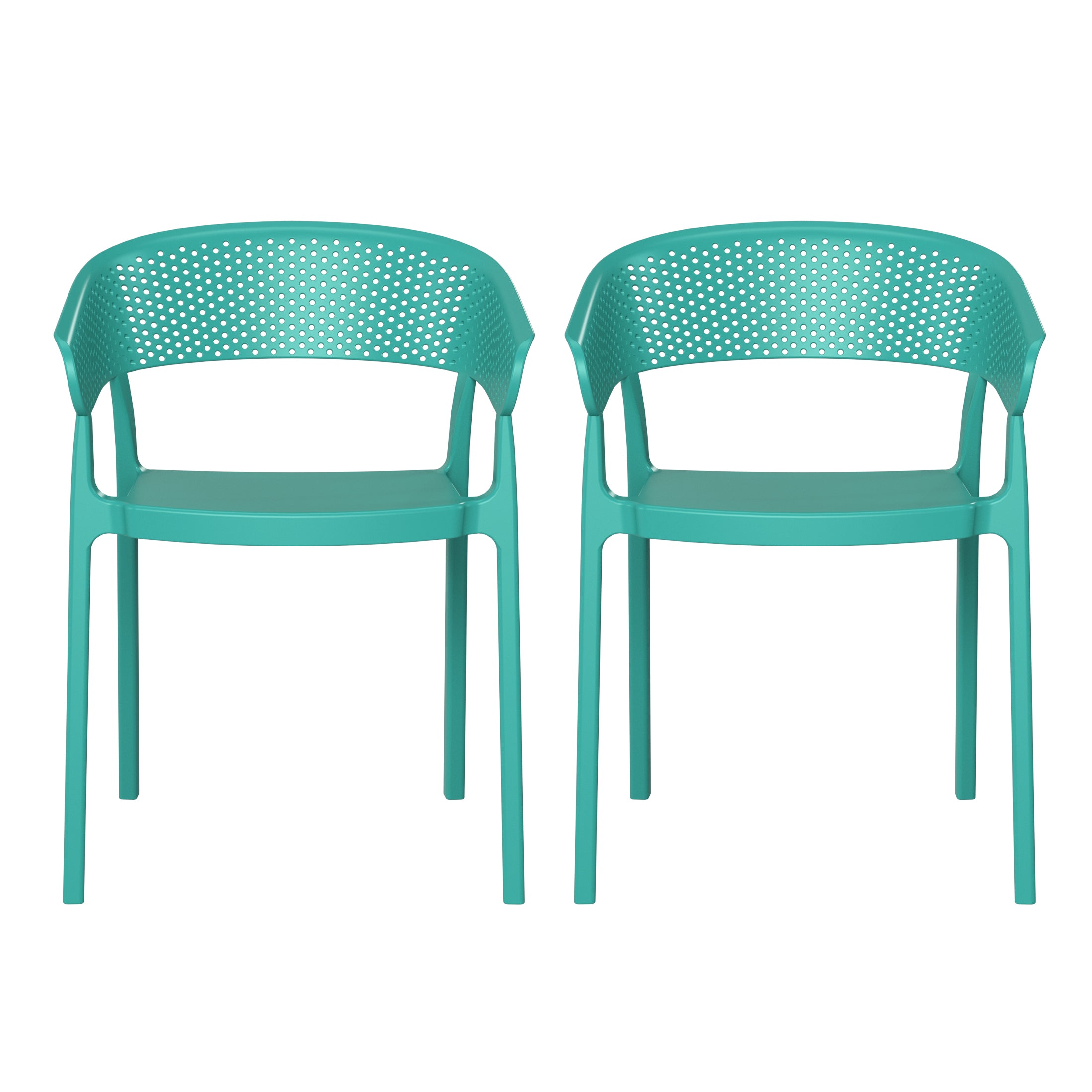 Sunshine Outdoor Modern Stackable Plastic Resin Patio Dining Armchair (Set of 2)