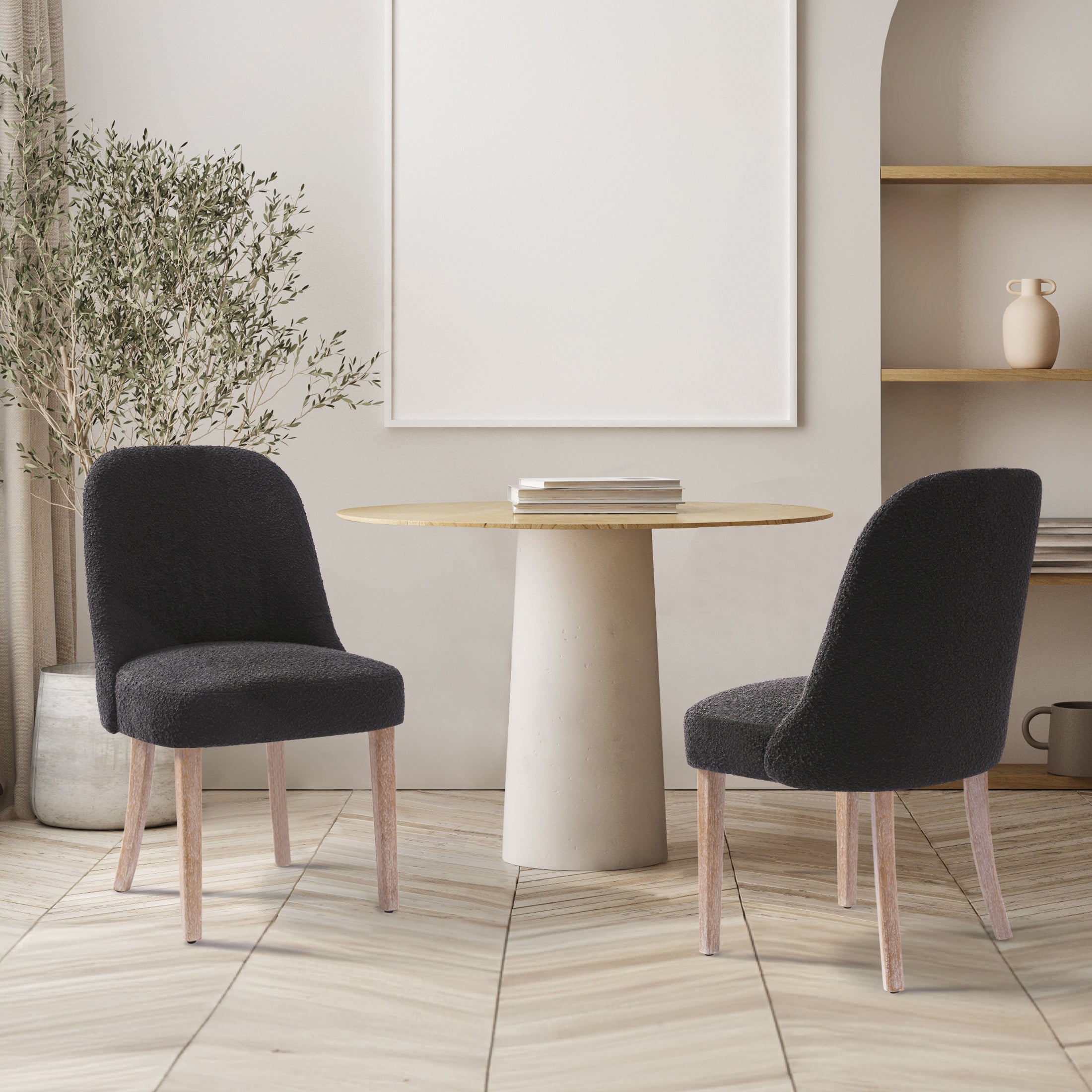 Amélie Mid-Century Modern Upholstered Boucle Dining Chair