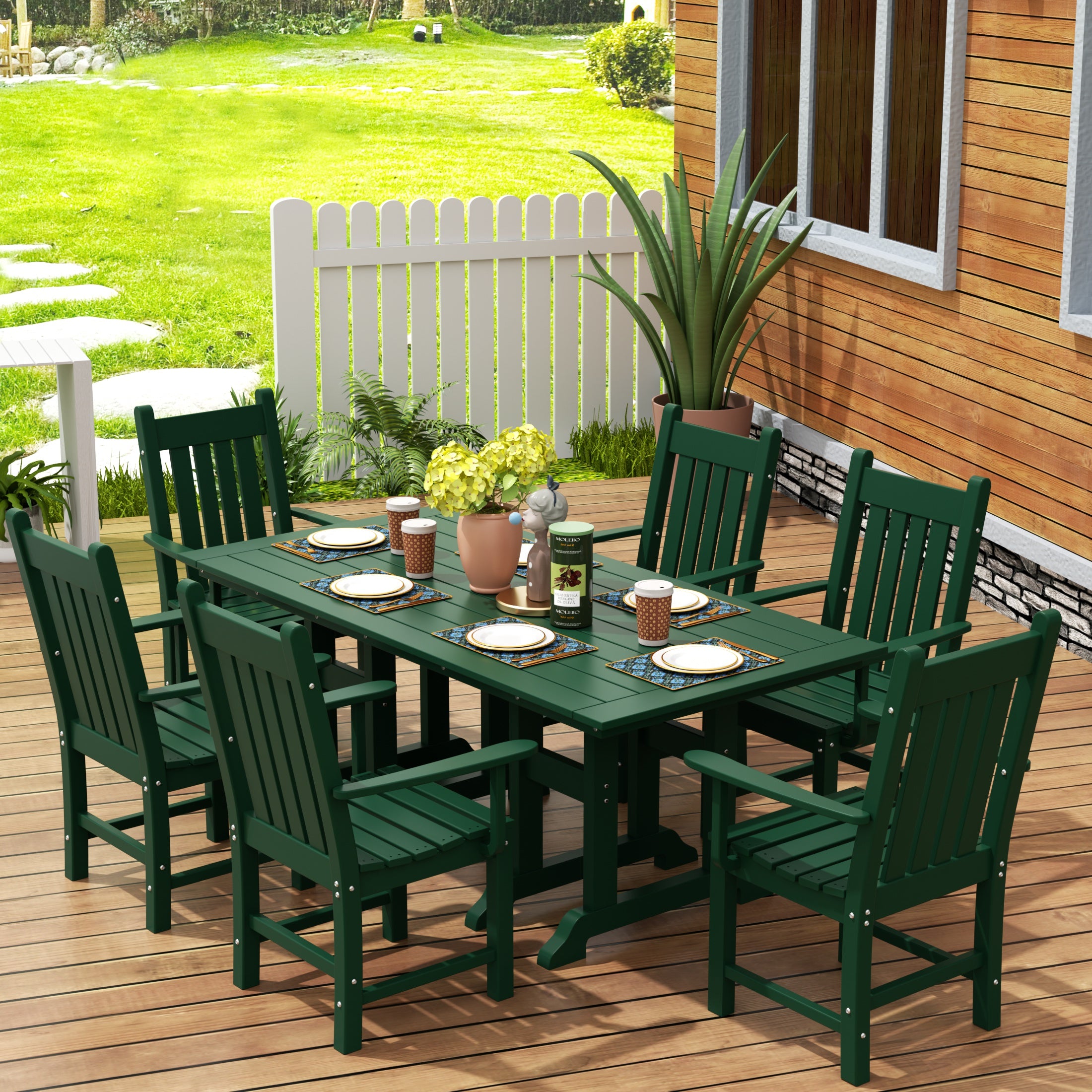Paradise 7 Piece Outdoor Patio Dining Set Outdoor Table and Armchair Set