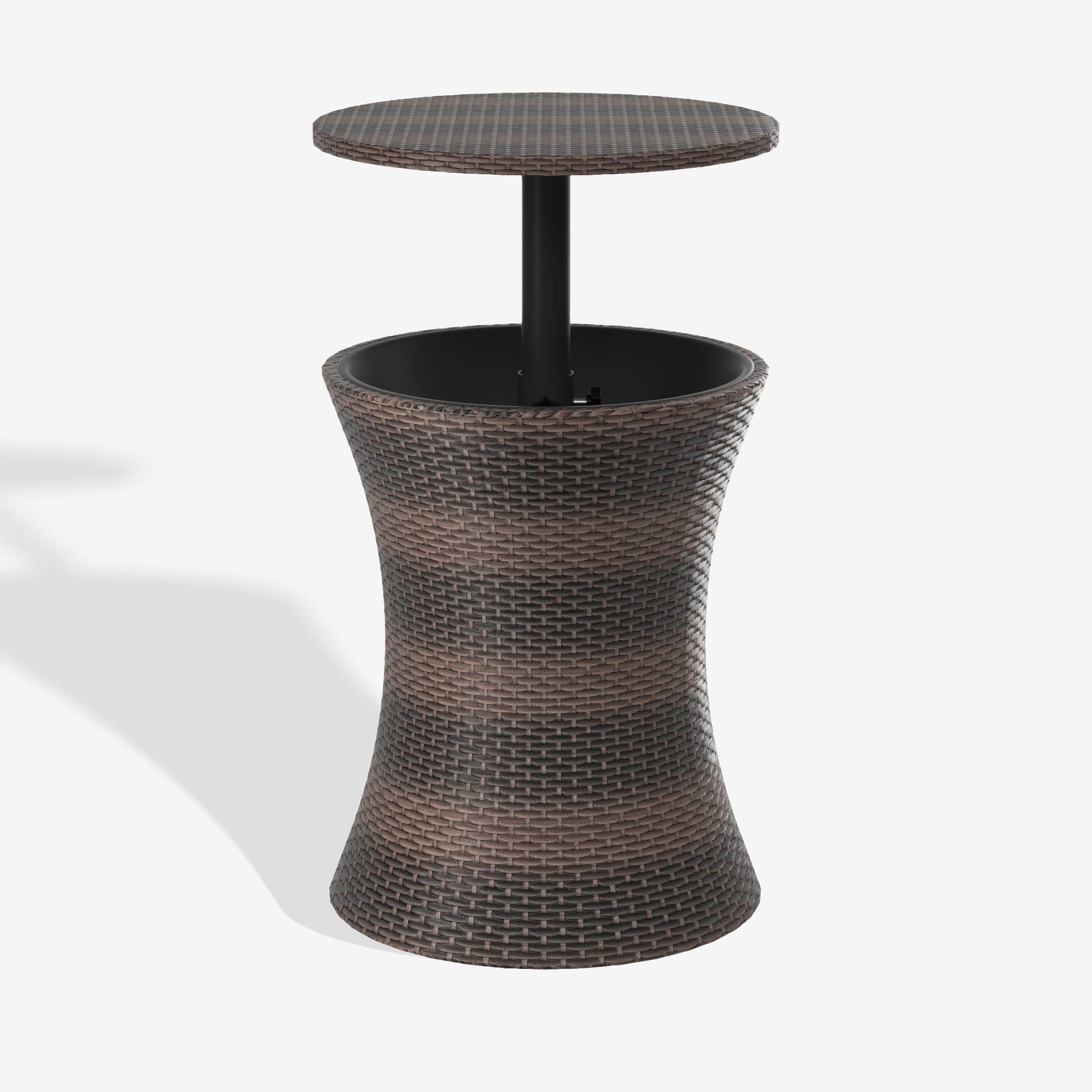 Wynston PE Rattan Wicker Adjustable Outdoor Bar Cooler Side Table