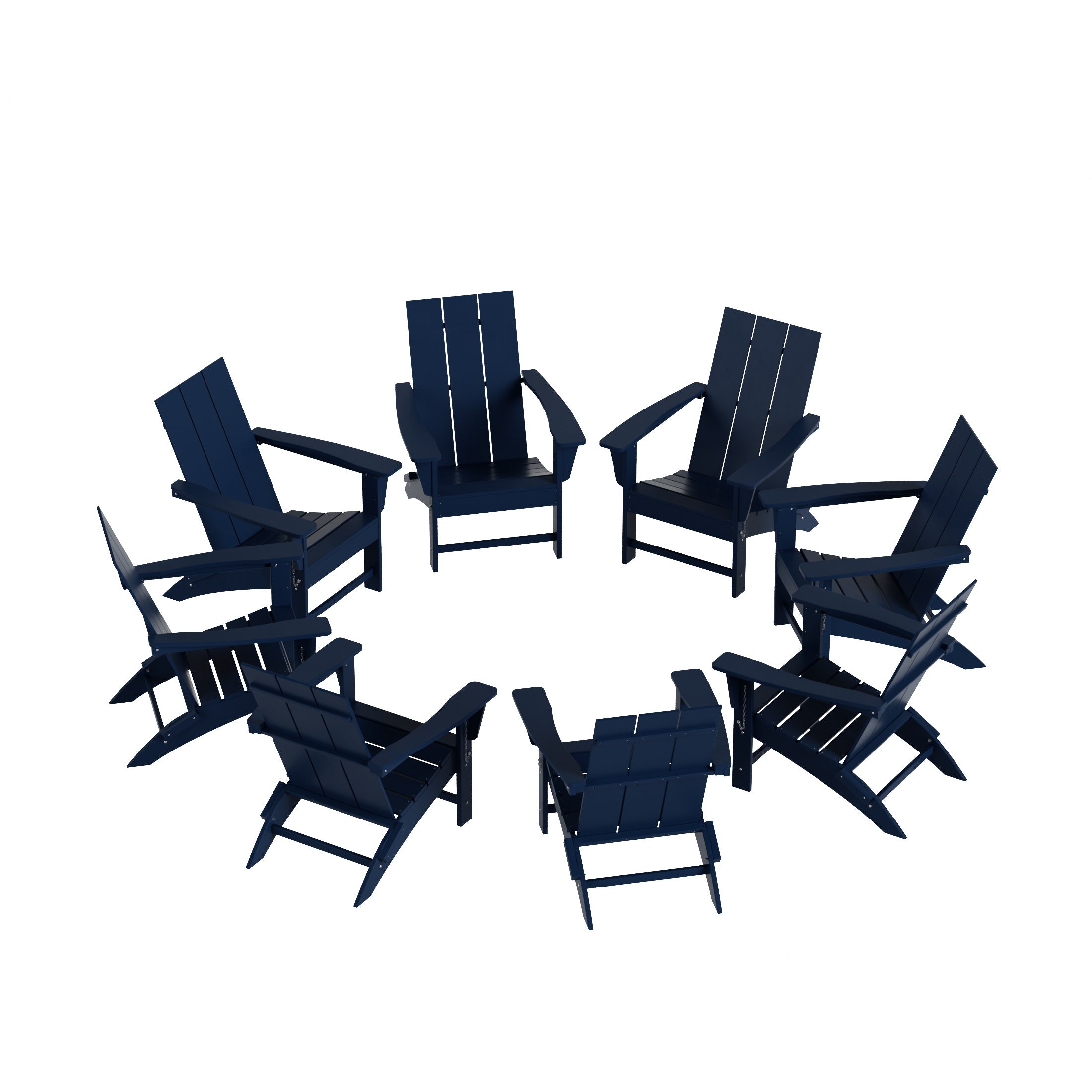 Palms 8-Piece Modern Poly Folding Adirondack Chair Set