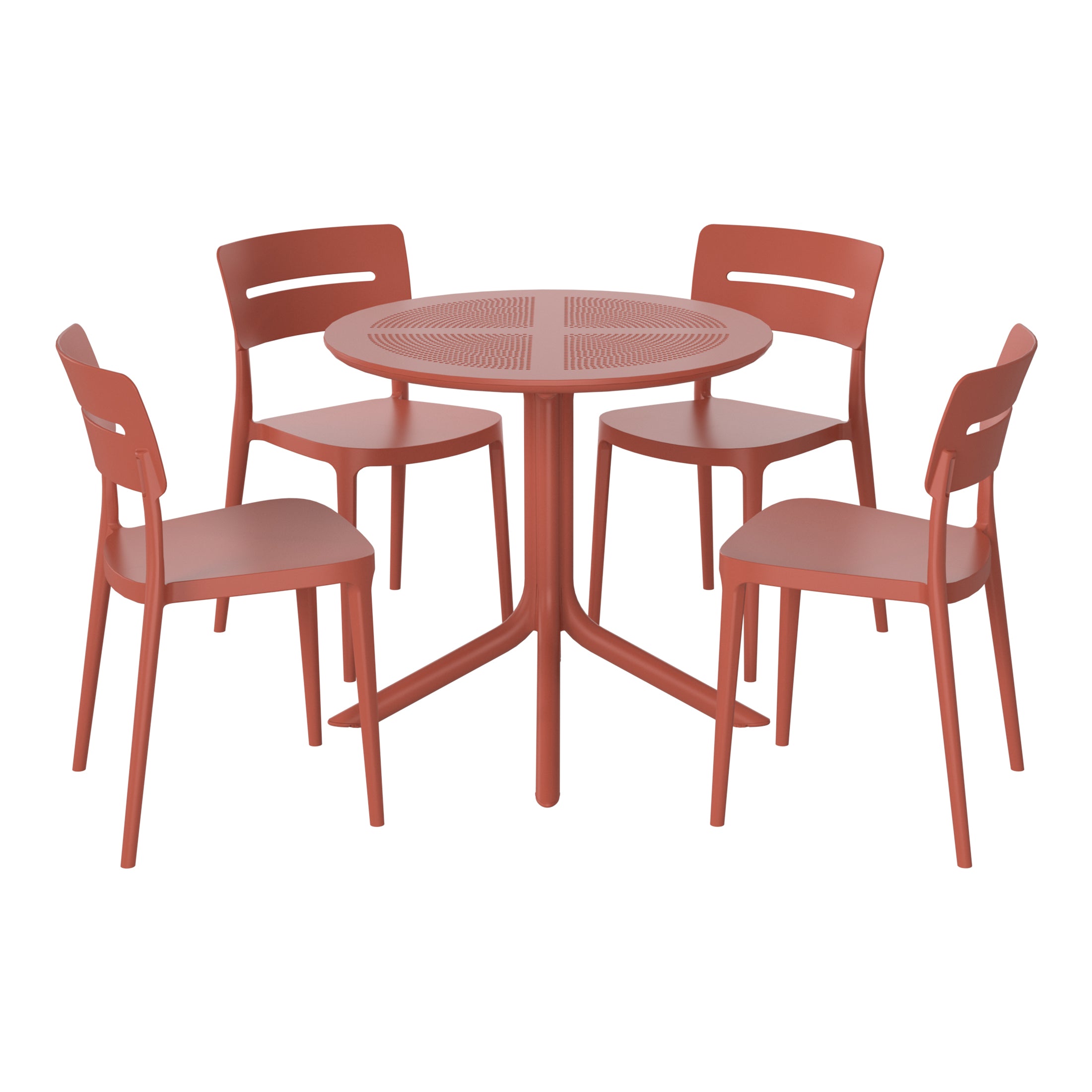 Sunshine Modern 5-Piece Resin Round Patio Dining Table Set with Stackable Patio Dining Chairs