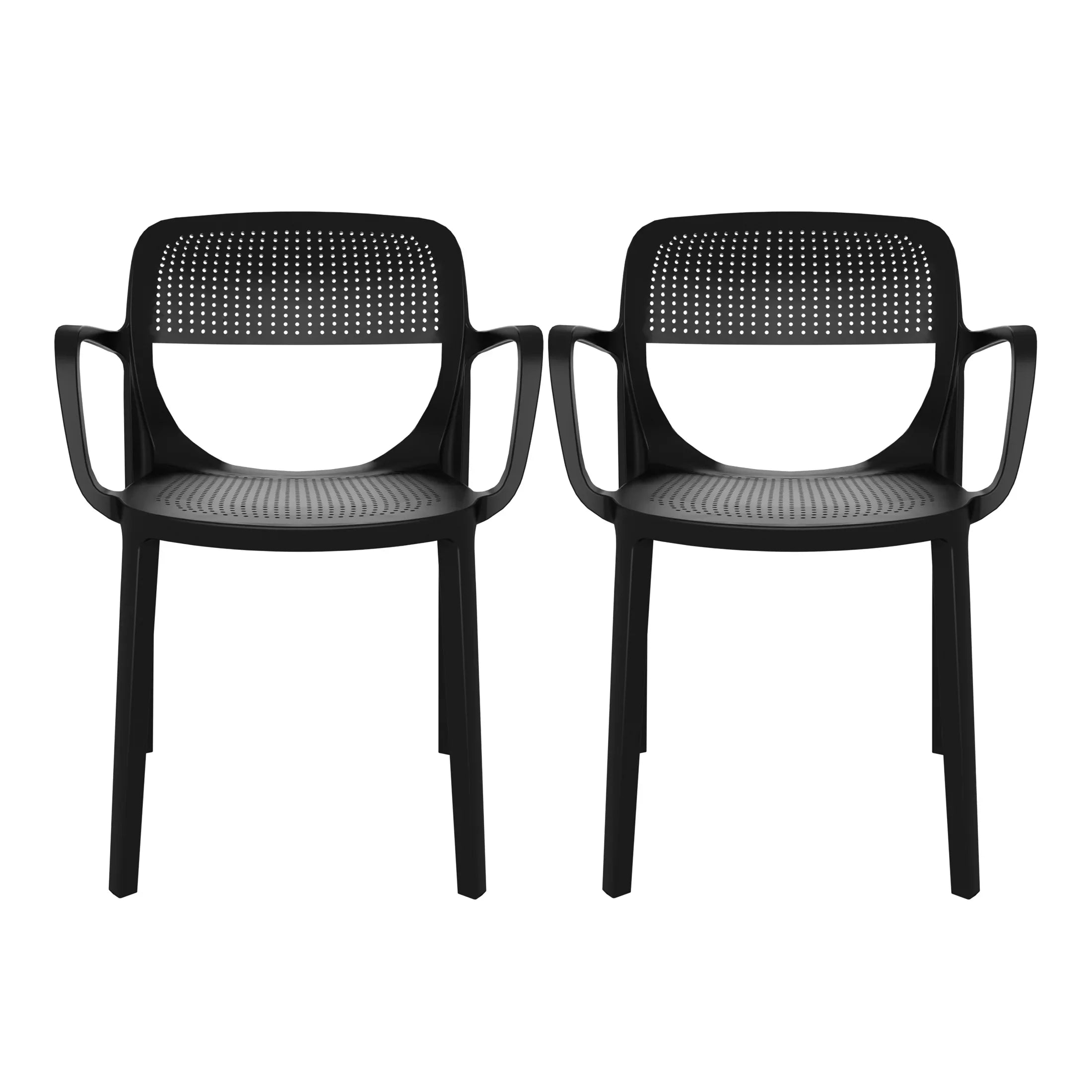 Sunshine Outdoor Stackable Plastic Resin Patio Dining Armchair (Set of 2)