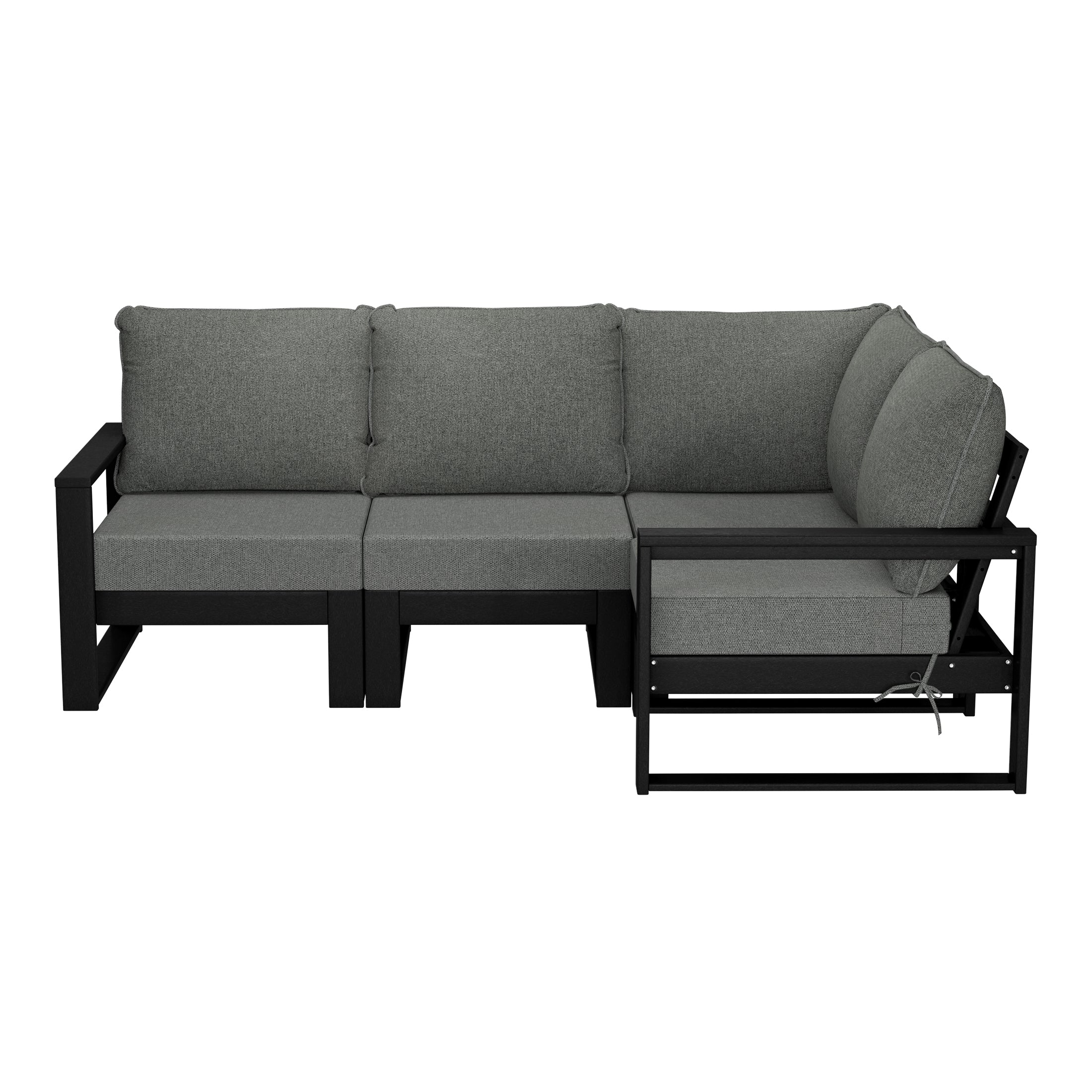 Rockaway Outdoor 4-Piece HDPE L-Shaped Modular Patio Sofa Furniture Set