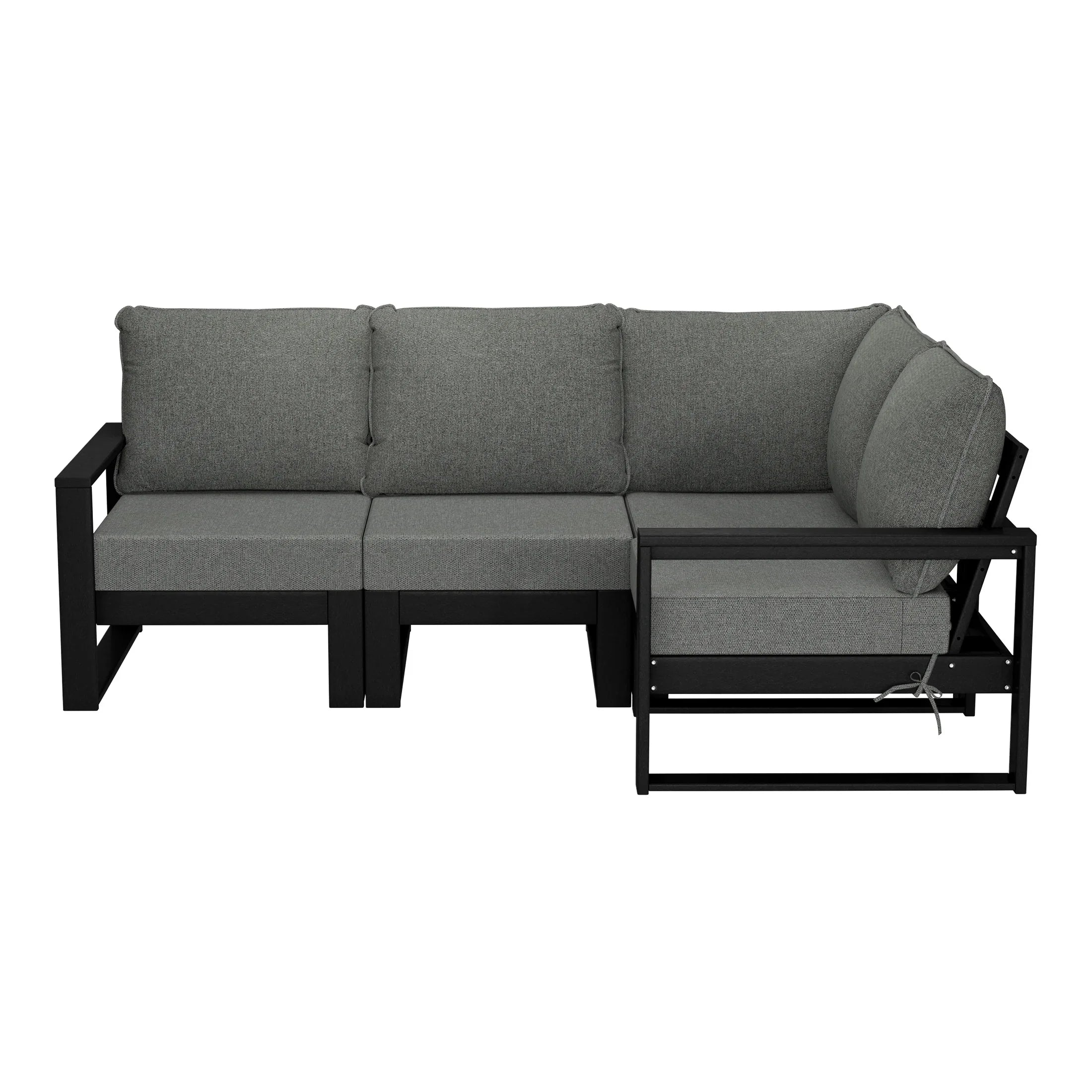 Rockaway Outdoor 4-Piece HDPE L-Shaped Modular Patio Sofa Furniture Set