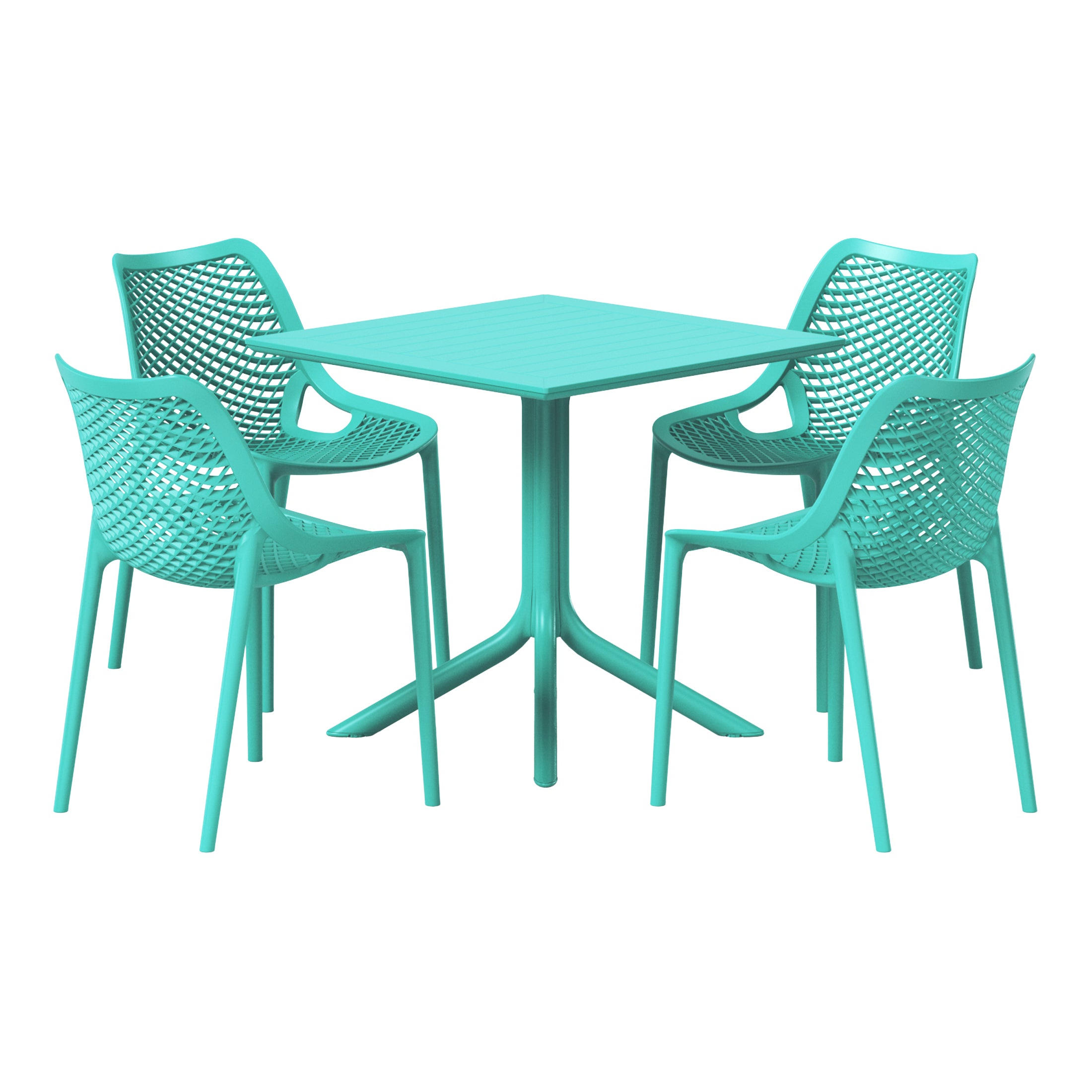 Sunshine 5-Piece Resin Square Patio Dining Table Set with Stackable Patio Dining Chairs