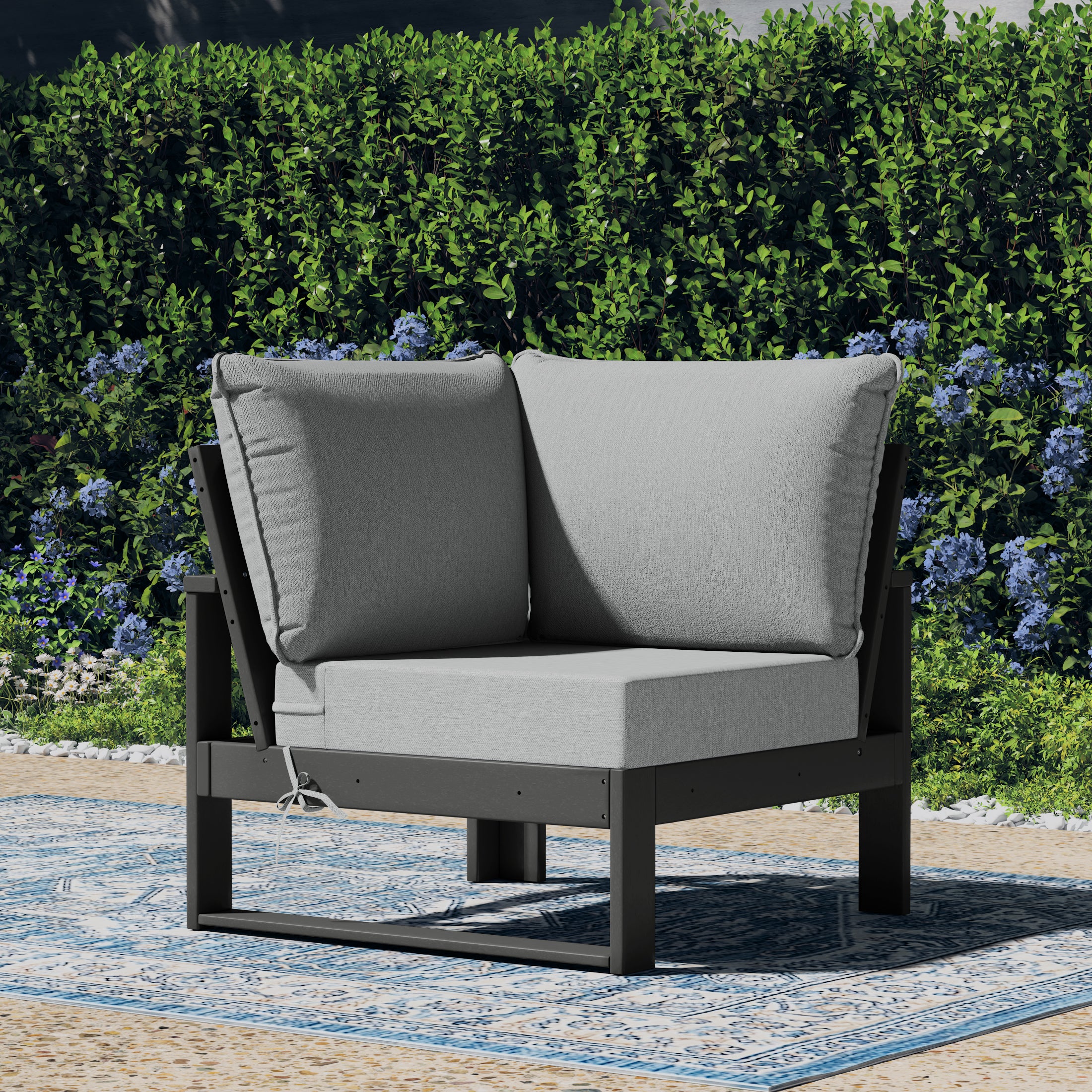 Rockaway Outdoor HDPE Sectional Corner Sofa Seat with Water-Proof Cushions