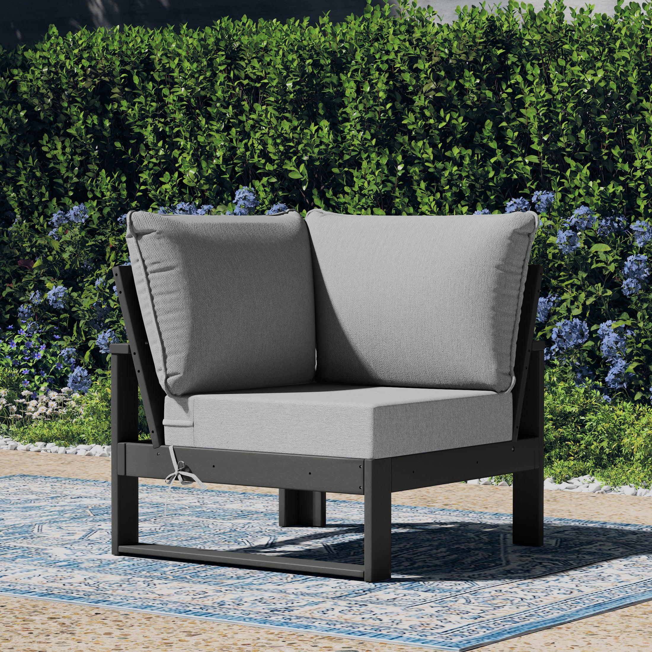 Rockaway Outdoor HDPE Sectional Corner Sofa Seat with Water-Proof Cushions