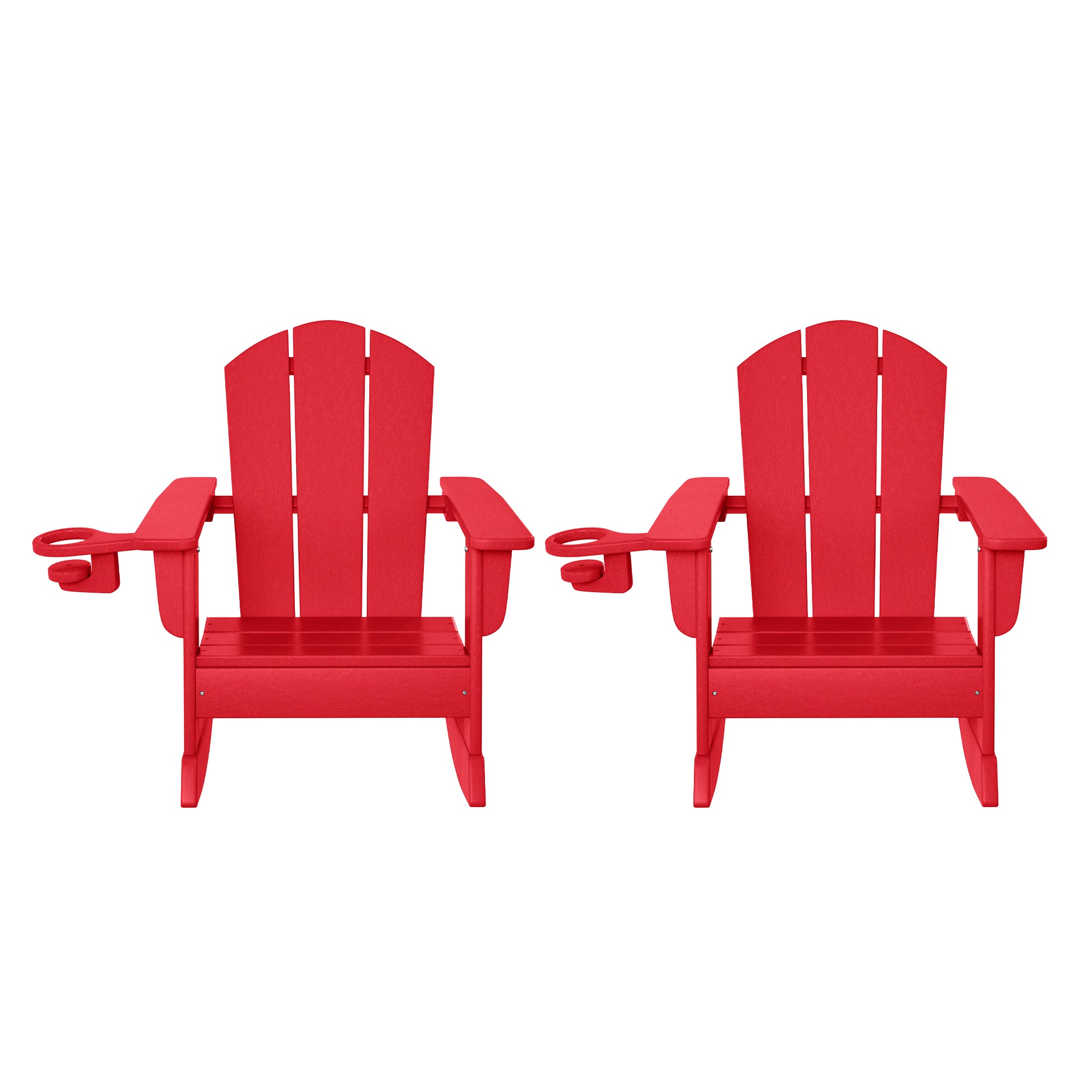 Paradise Outdoor HDPE Plastic Preschool Toddler Classic Adirondack Rocking Chairs (Set of 2)