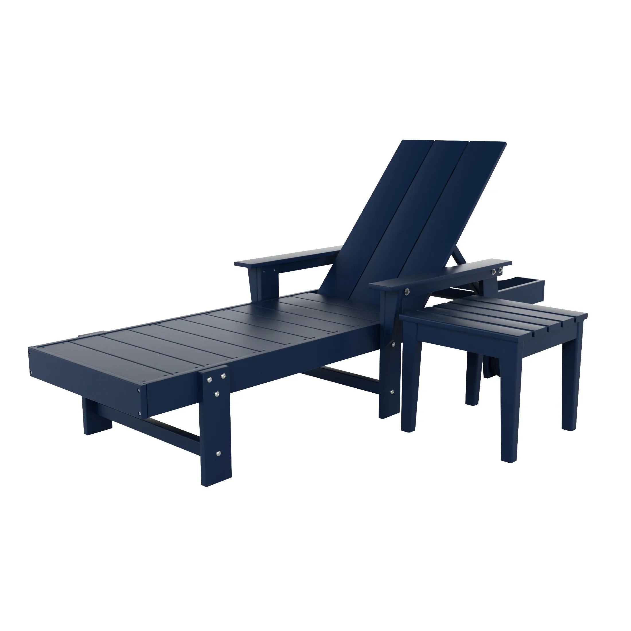 Palms Modern Reclining Chaise Lounge with Side Table 2-Piece Set