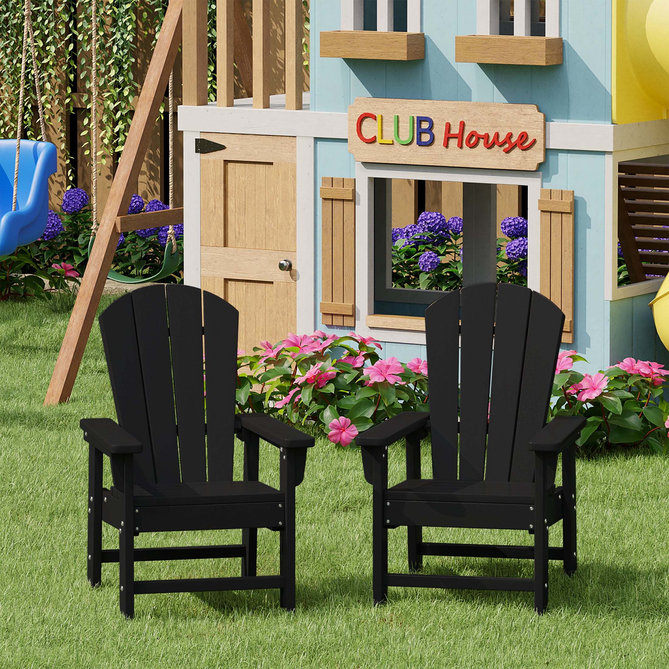Paradise Kids Outdoor Adirondack Plastic Patio Chair (Set of 2)
