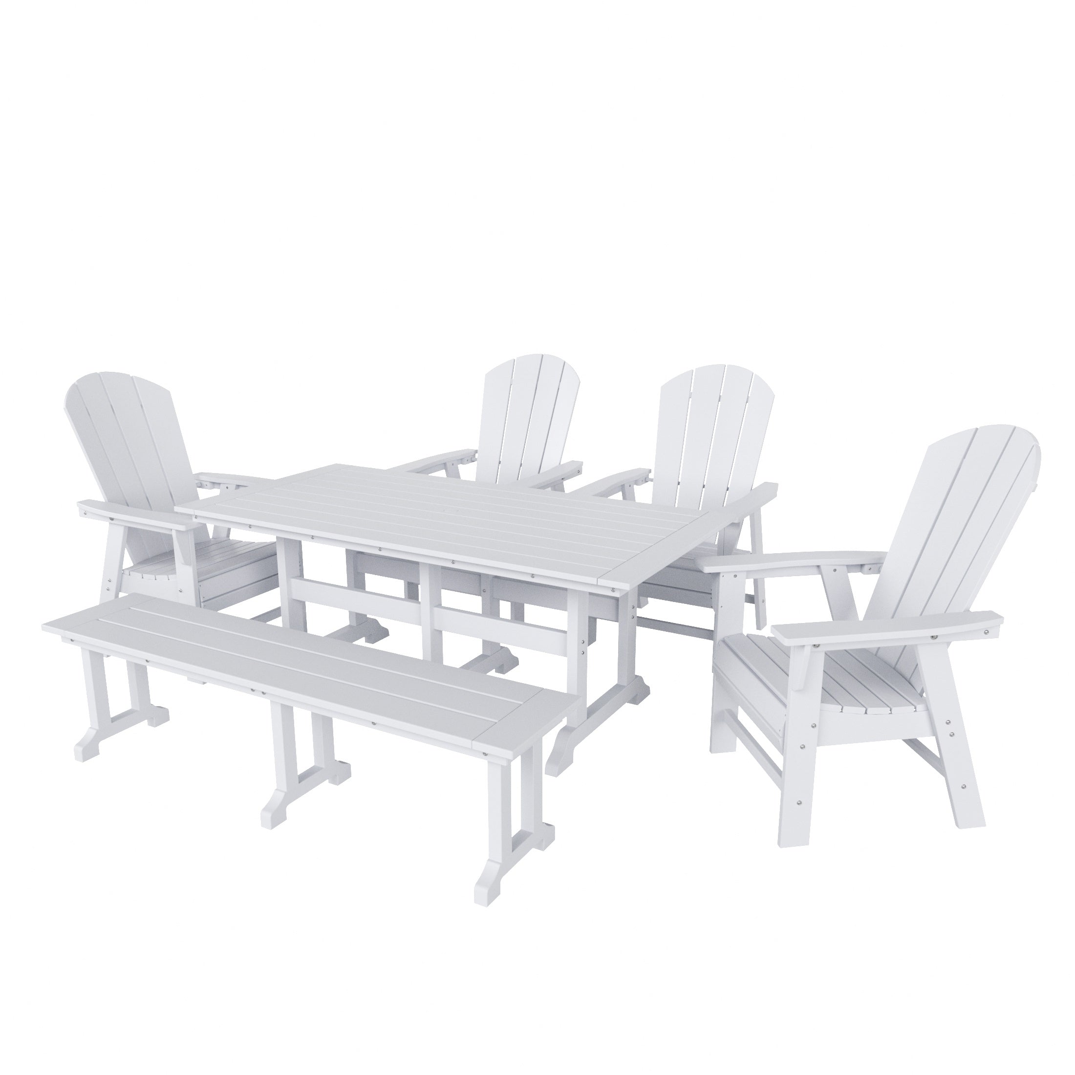 Paradise 6 Piece Outdoor Patio Dining Table and Armchair Dining Bench Set