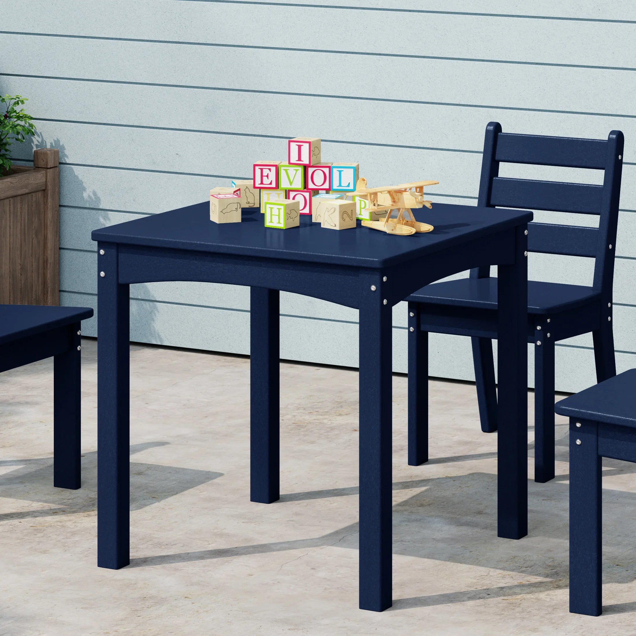 Playhouse Kids 24" Wide HDPE Plastic Childrens Square Dinner Table
