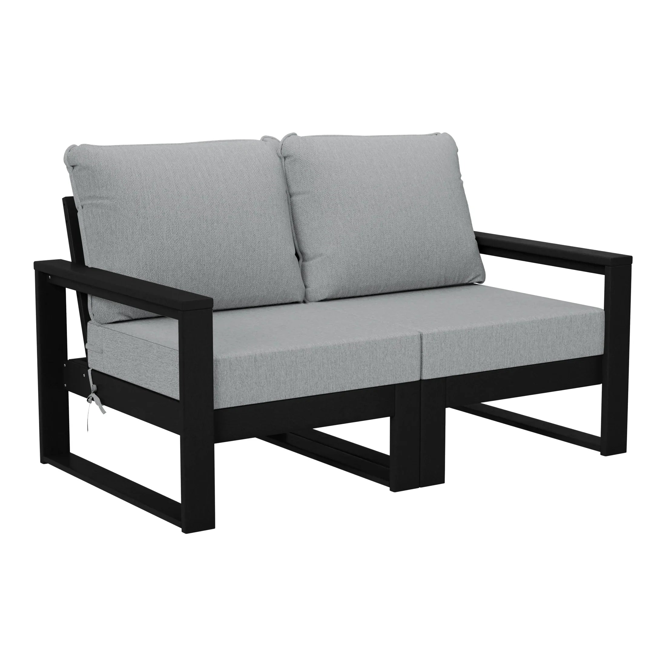 Rockaway Outdoor HDPE All-Weather Modern Patio Loveseat with Waterproof Cushions