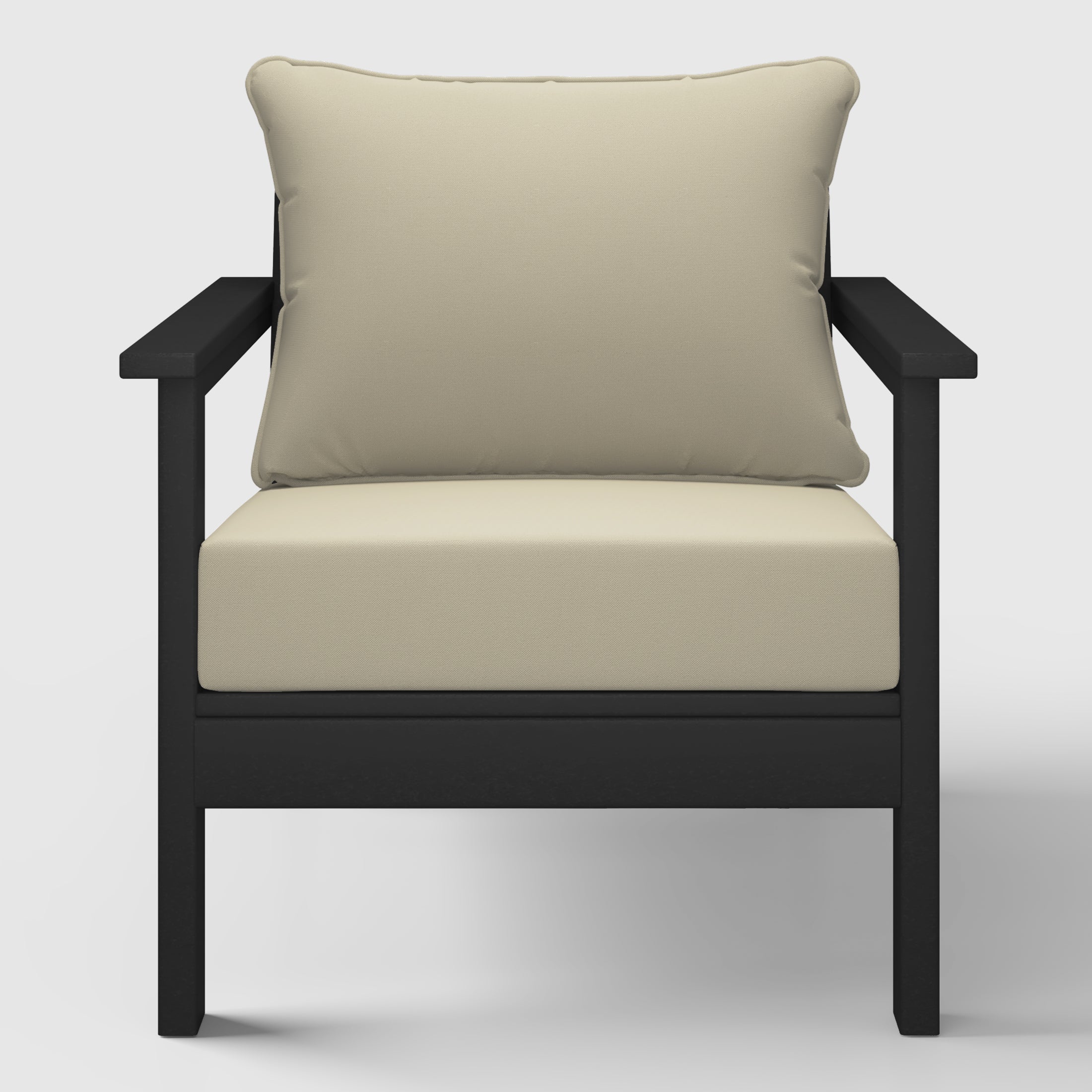 Portsmouth Outdoor Modern HDPE Patio Club Chair with Deep Seat Cushions