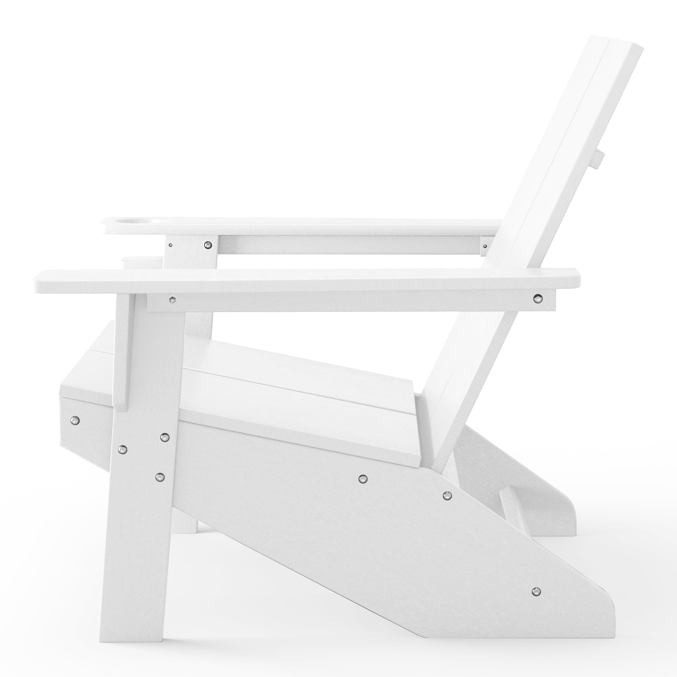 Seaview Outdoor HDPE Modern Adirondack Chair with Cup Holder