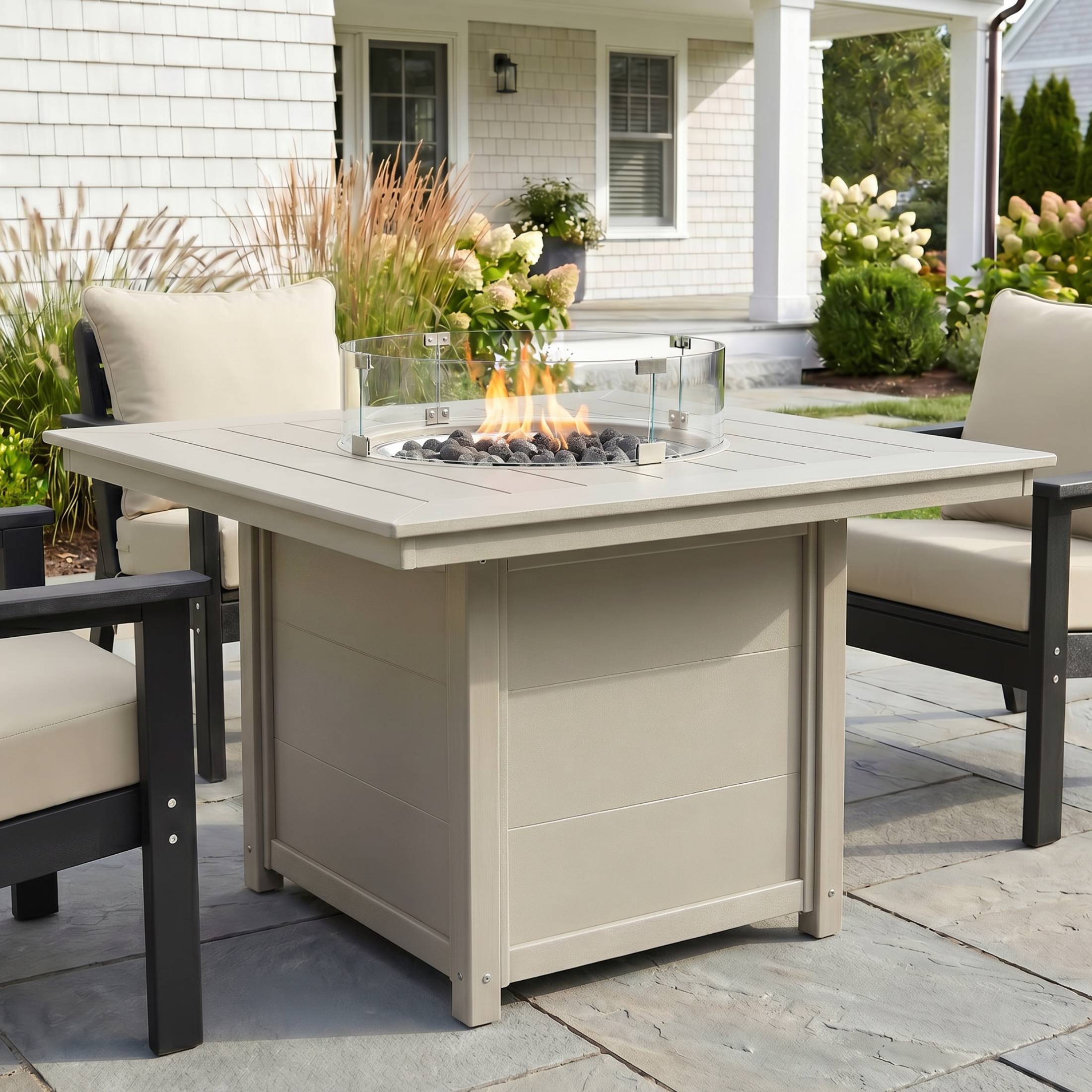 Sol Modern Outdoor Patio Propane 42" Square Fire Pit Table