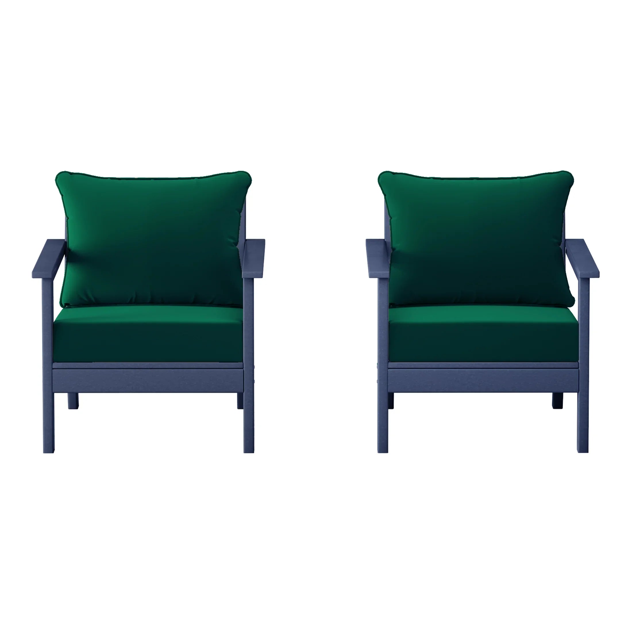 Portsmouth Outdoor Modern HDPE Patio Club Chairs with Deep Seat Cushions (Set of 2)