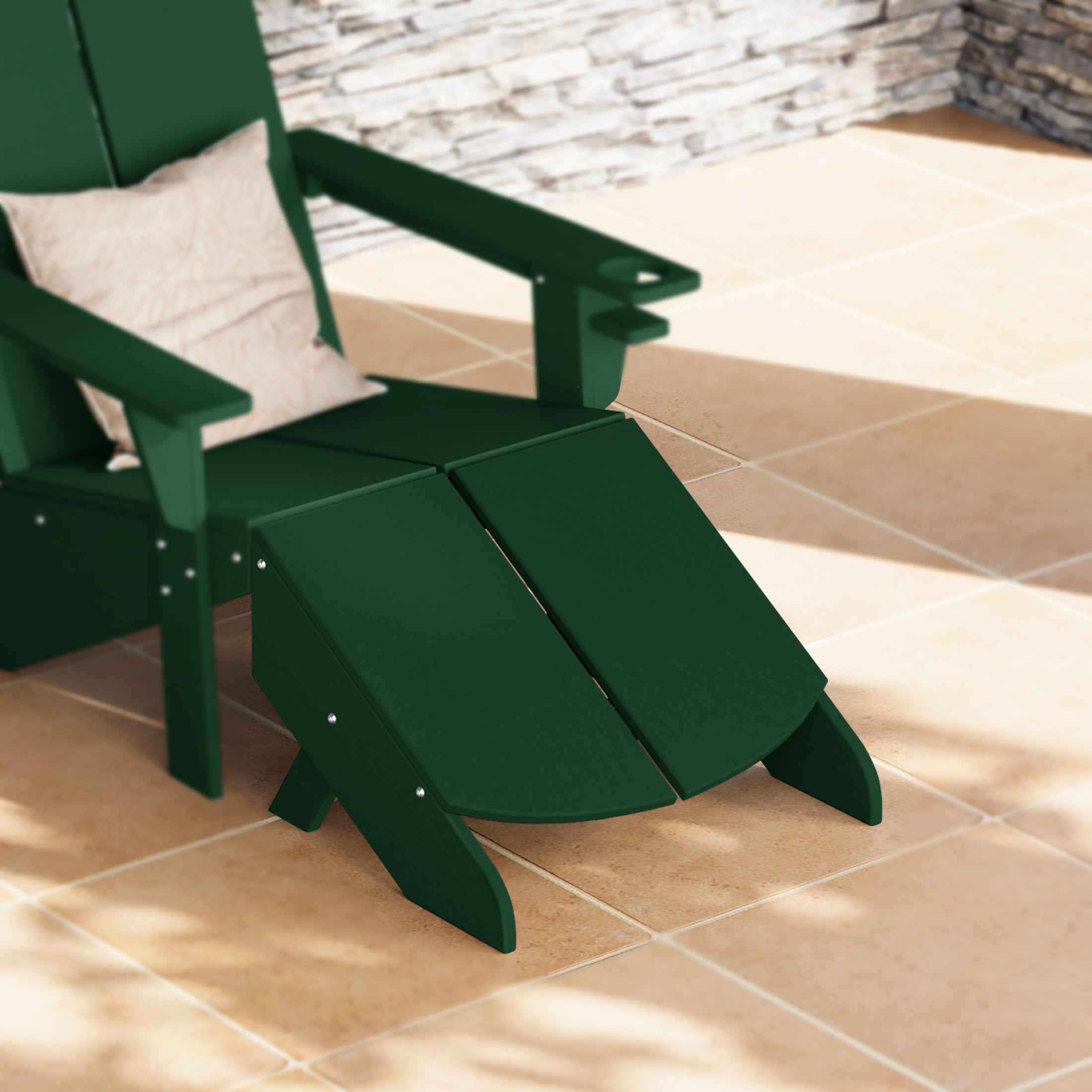 Seaview Modern HDPE Plastic Folding Patio Adirondack Ottoman