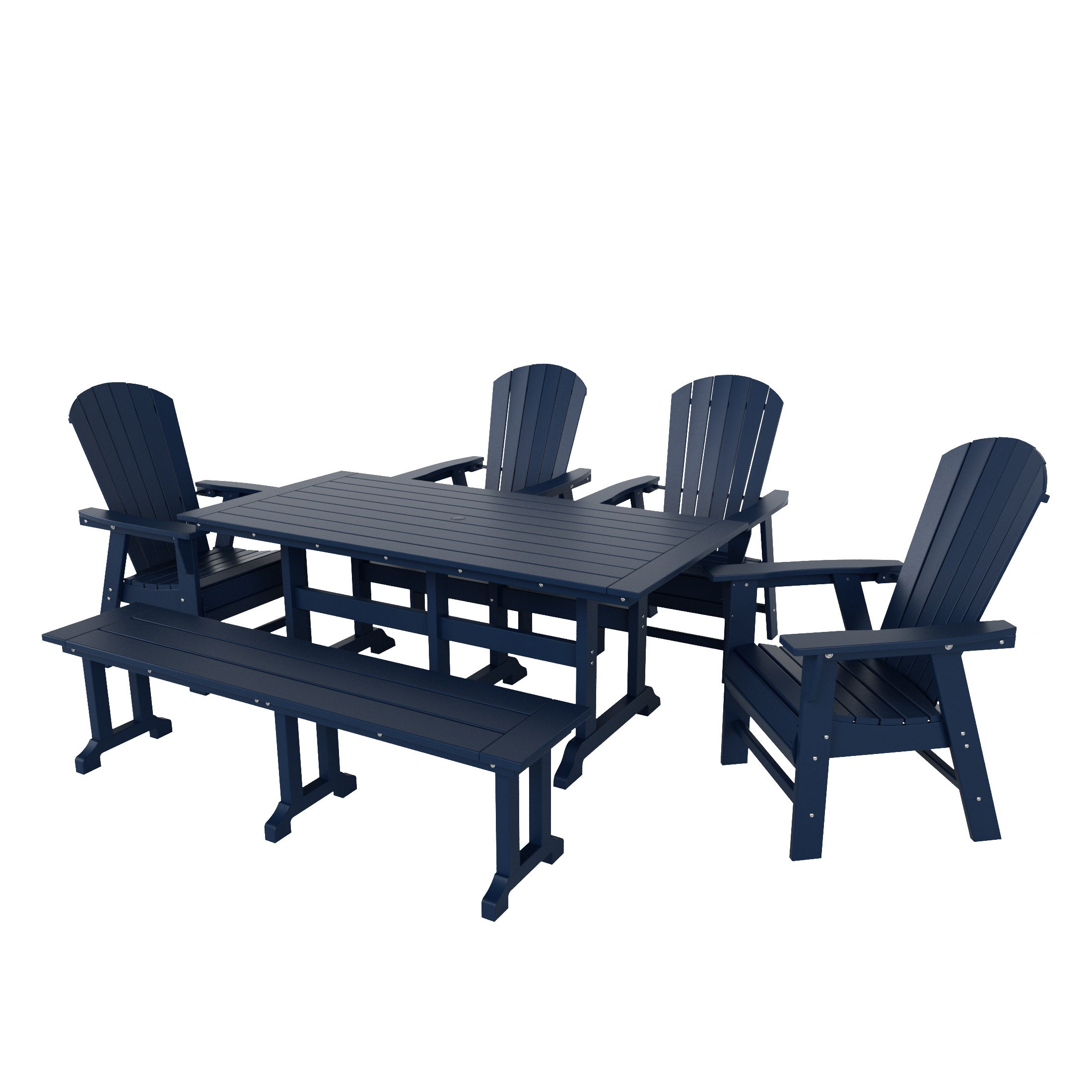 Portside 6 Piece Outdoor Patio Dining Table and Armchair Dining Bench Set