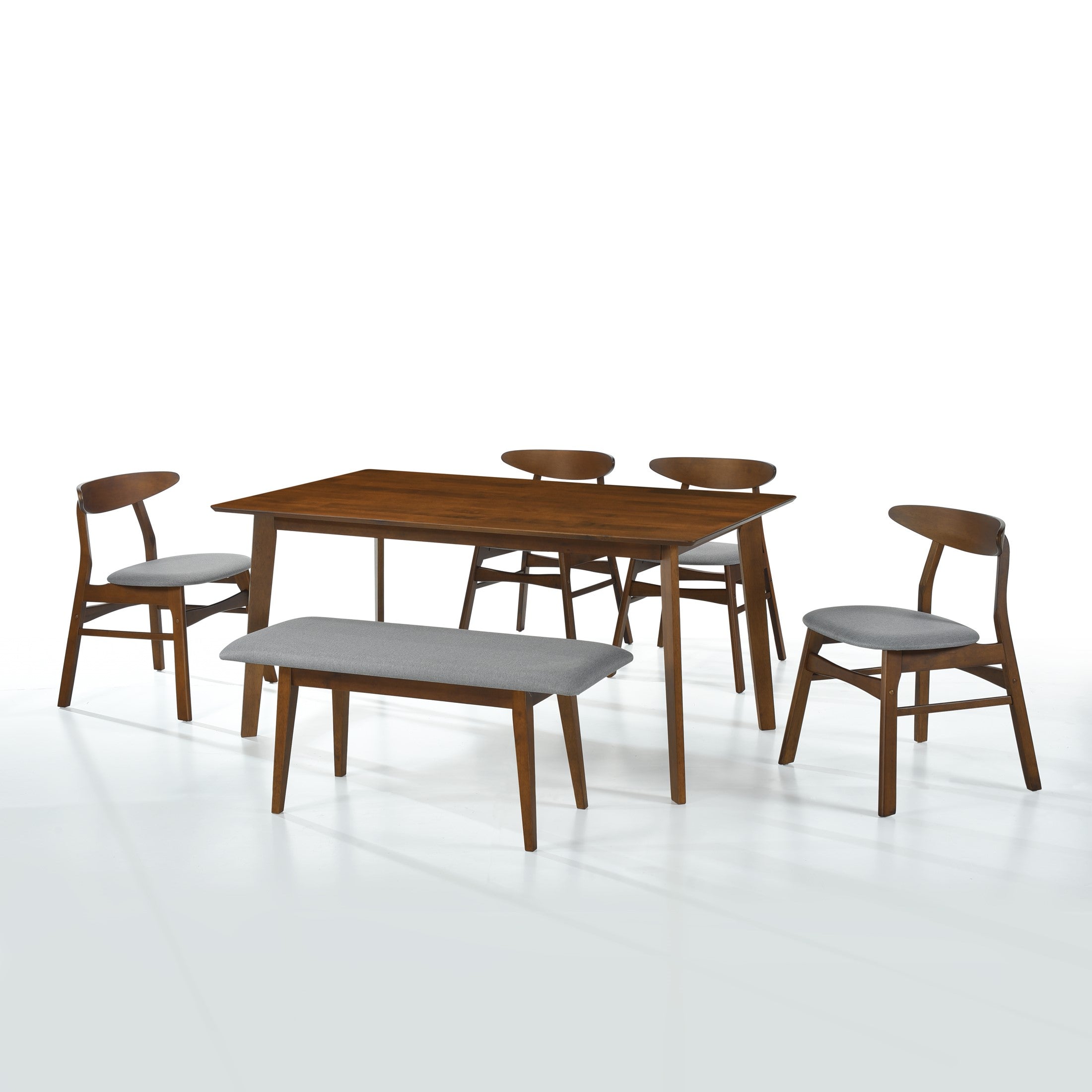 Scarsdale 6-Piece set solid Wood upholstered seat dining set with table, bench and chairs