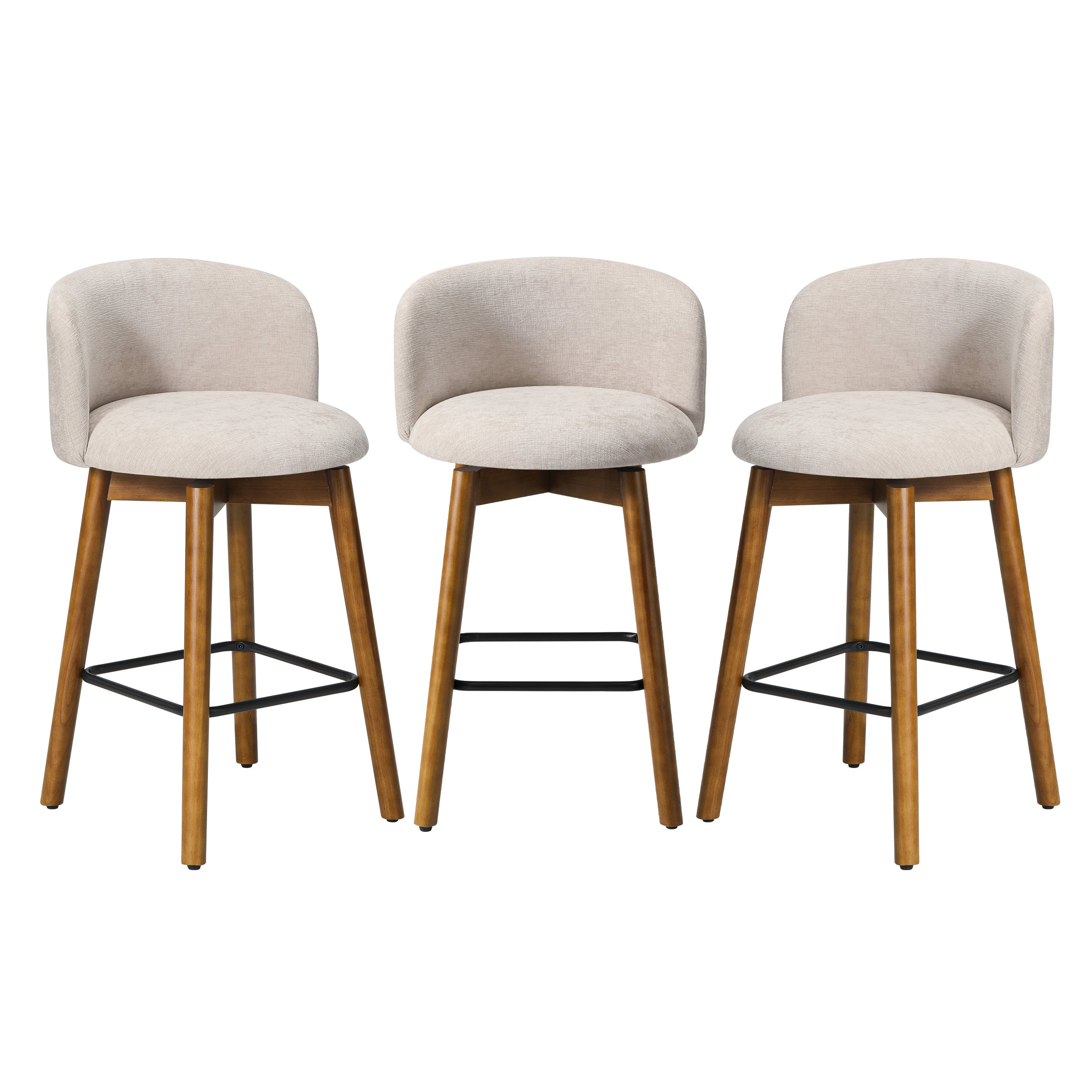 Danburry Modern Chenille Upholstered 26" Counter Height Swivel Bar Stools (Set of 3)