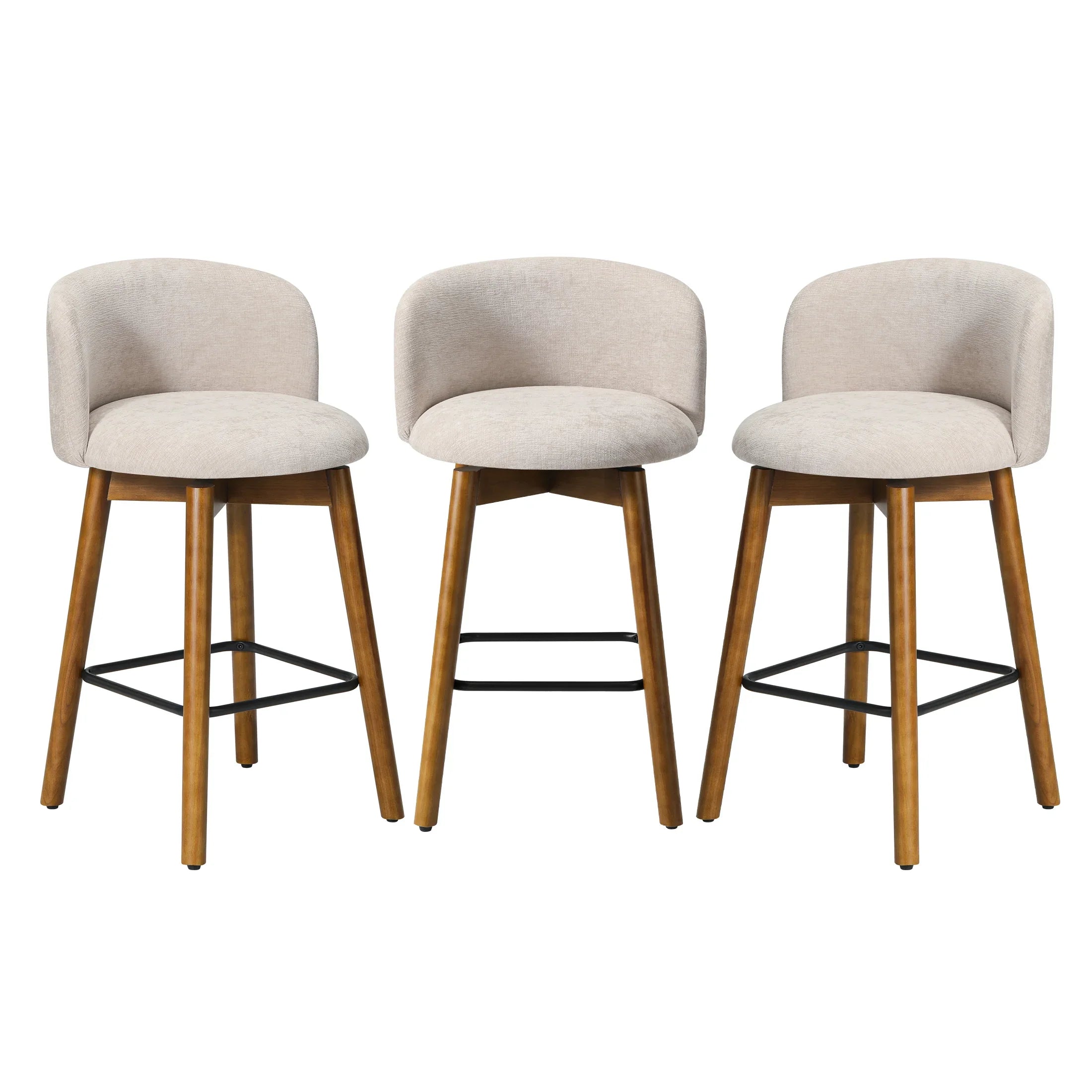 Danburry Modern Chenille Upholstered 26" Counter Height Swivel Bar Stools (Set of 3)