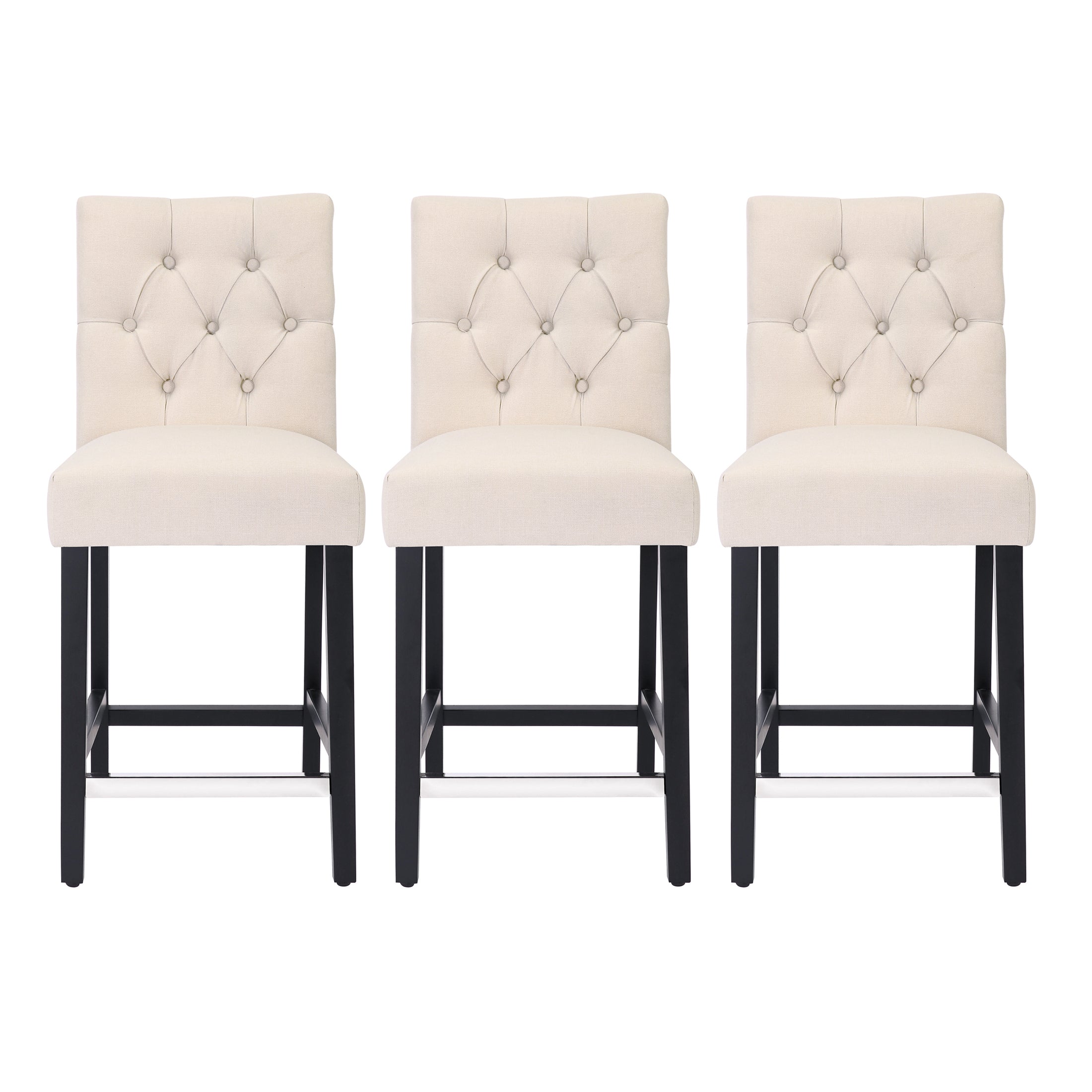 Bellmount 24" Upholstered Wood Counter Stool with Tufted Back (Set of 3)