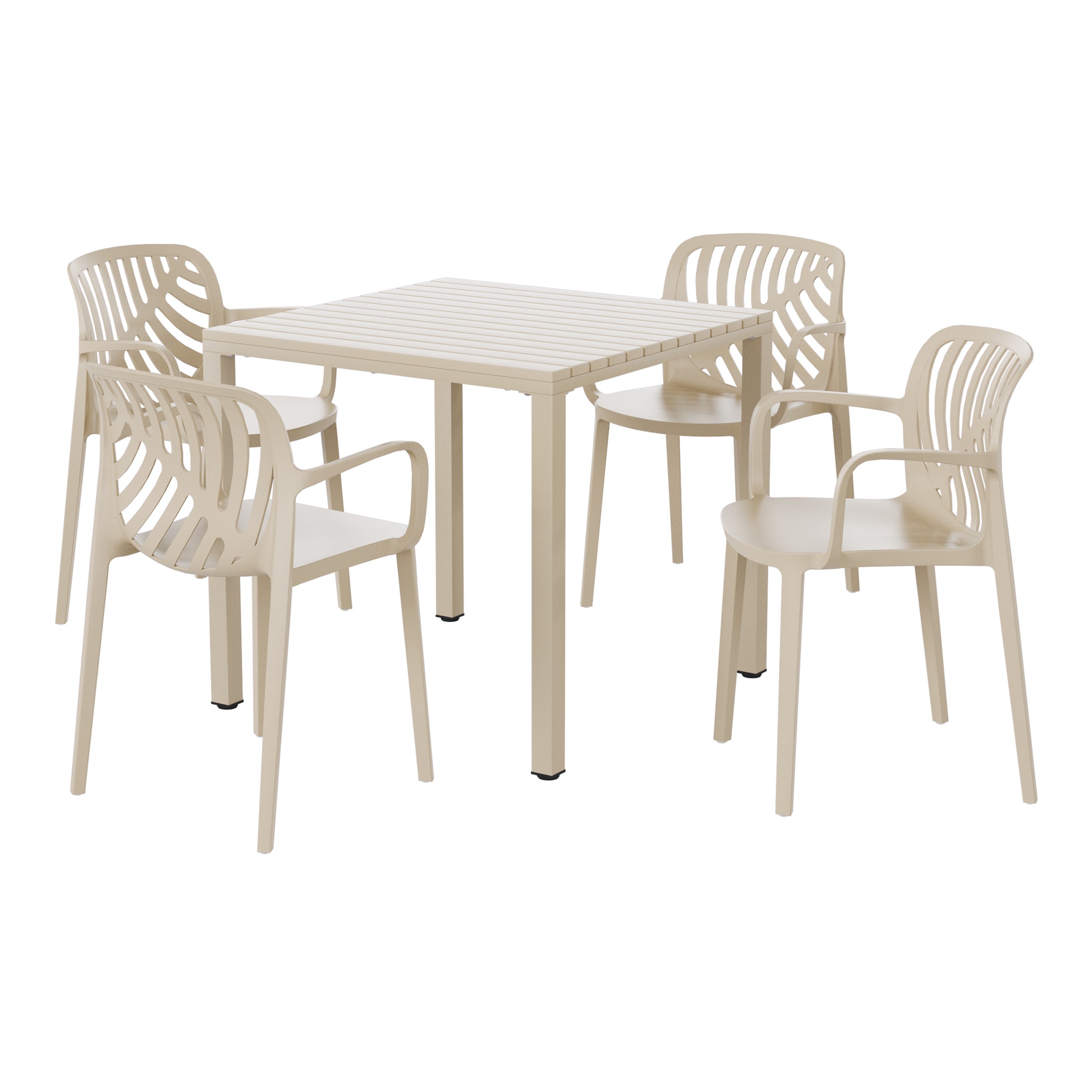 Sunshine 5-Piece Outdoor Square Dining Table Patio Set with Stackable Patio Dining Chairs