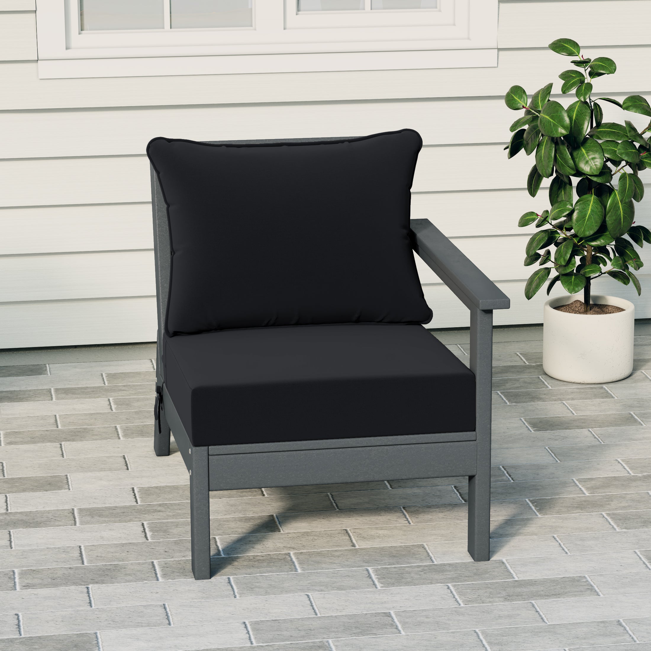 Portsmouth Outdoor Patio HDPE Right Arm Sectional Corner Club Chair with Patio Cushions